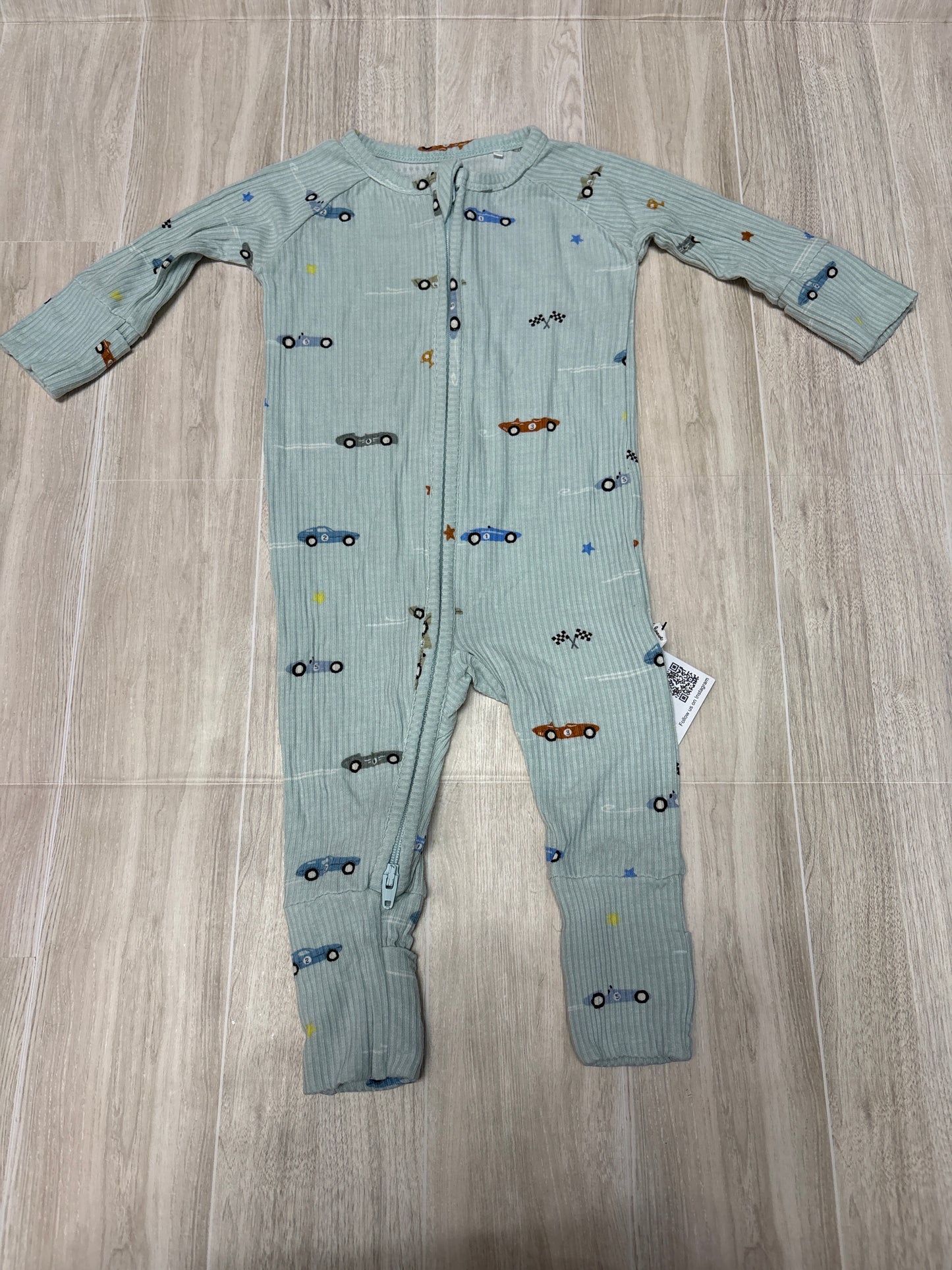 0-3m Brave Little Ones Light Blue Ribbed Car Pajama