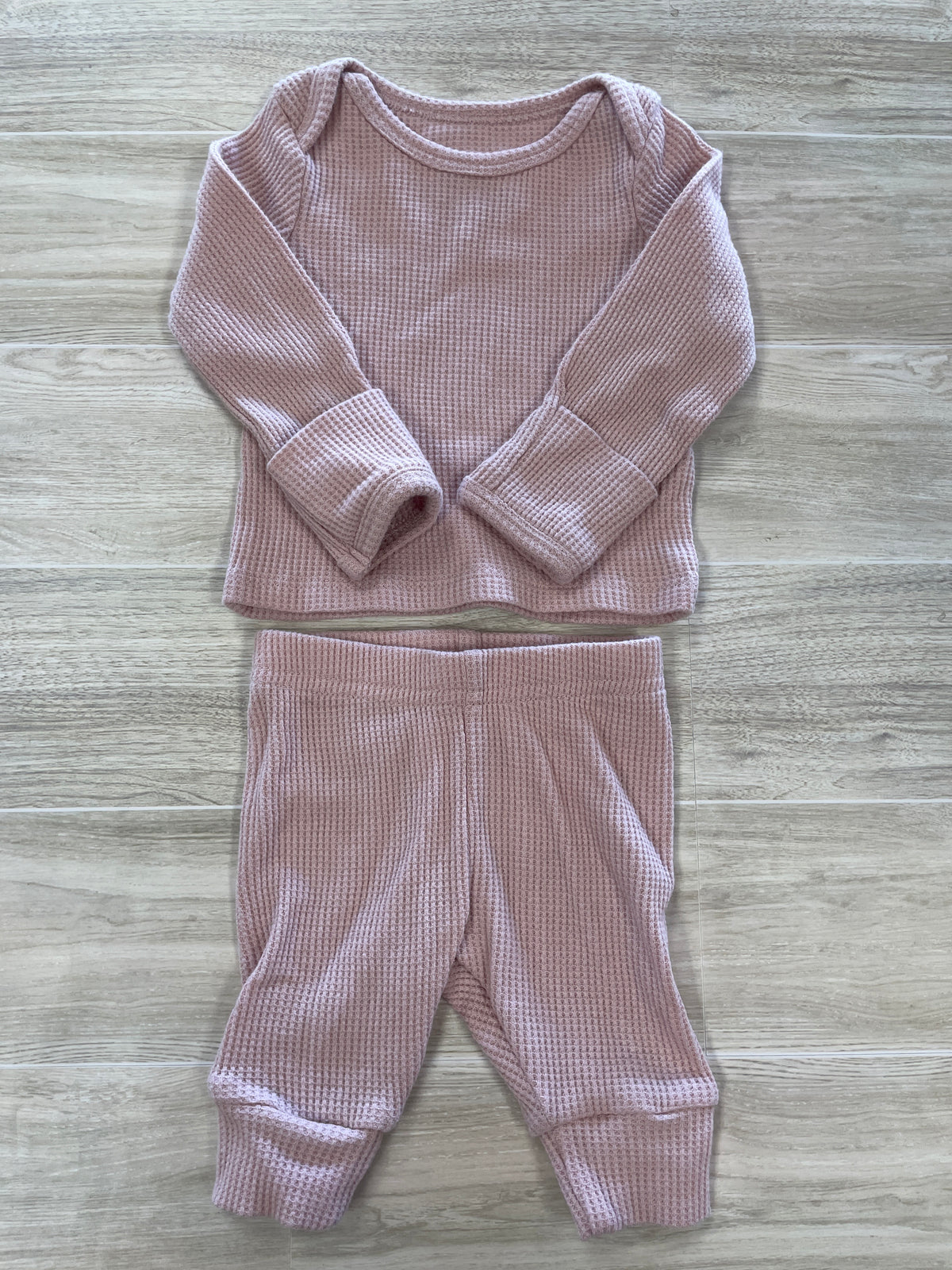 Newborn Light Pink Waffle Knit 2 Piece Set
