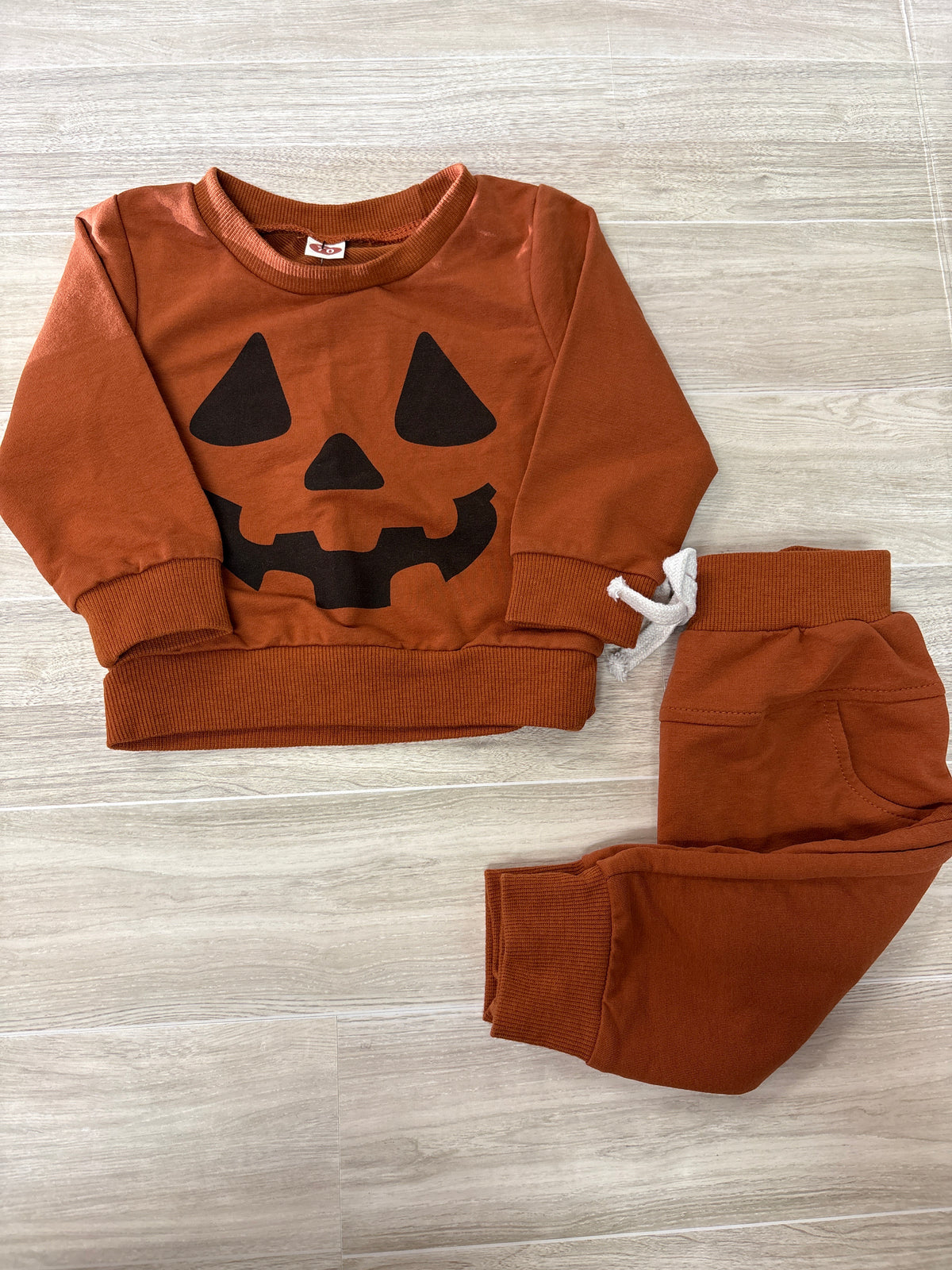 3-6m Rust Jack-O-Lantern Face 2 Piece Set