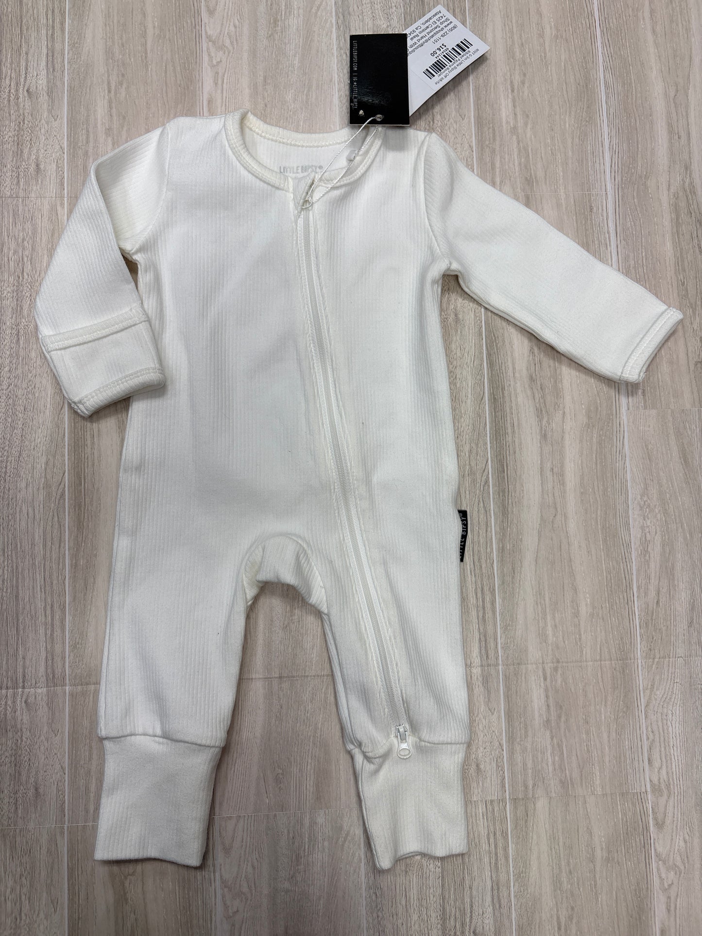 NWT 0-3m Little Bipsy Off White Ribbed Pajama Romper