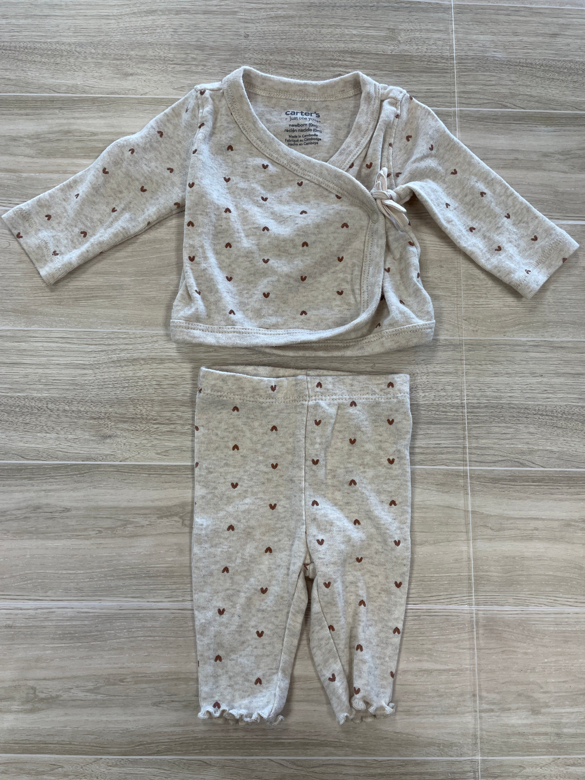 Newborn Cream Kimono Top + Leggings Set