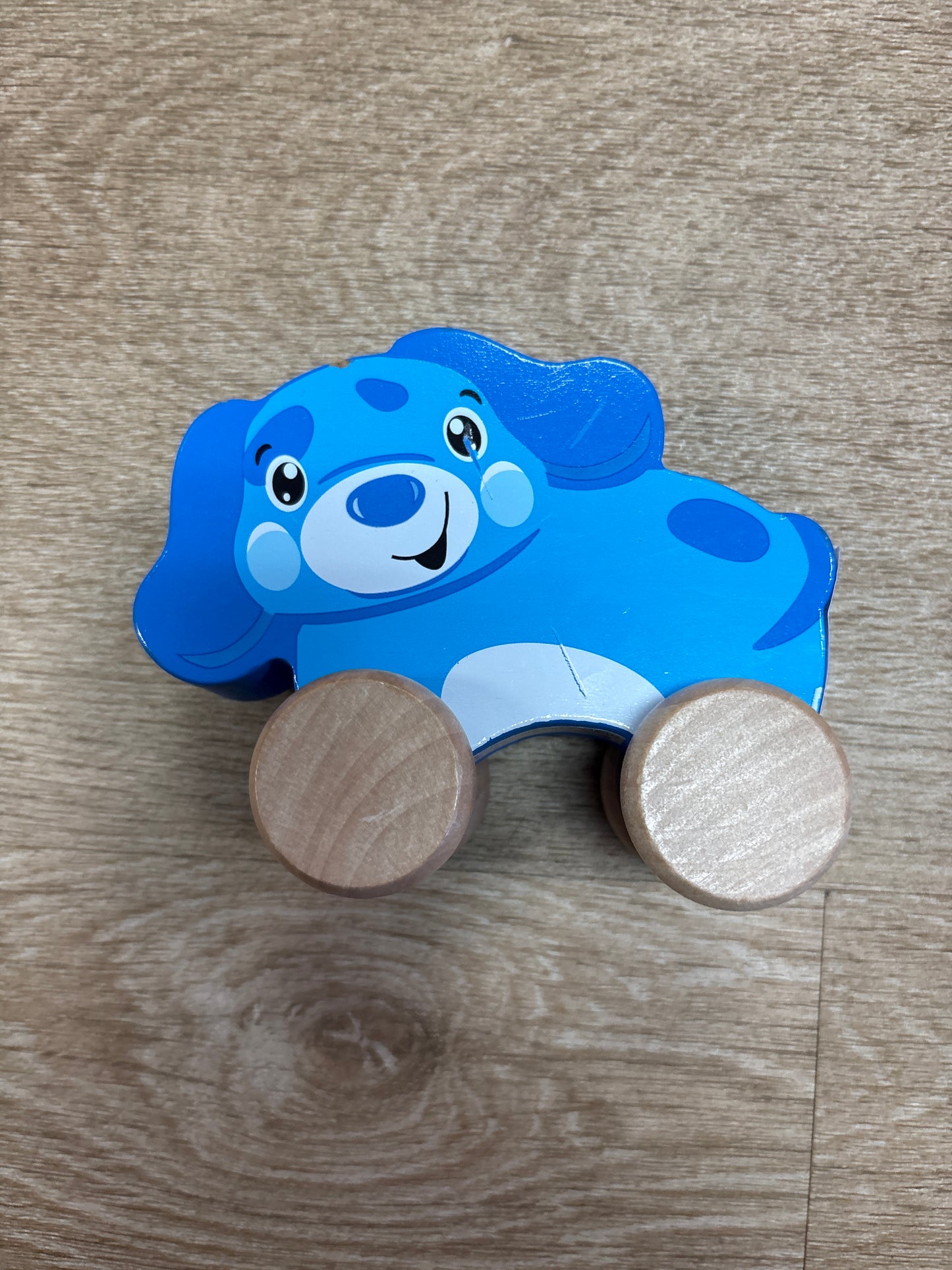 Toy - Wooden Rolling Blue Dog