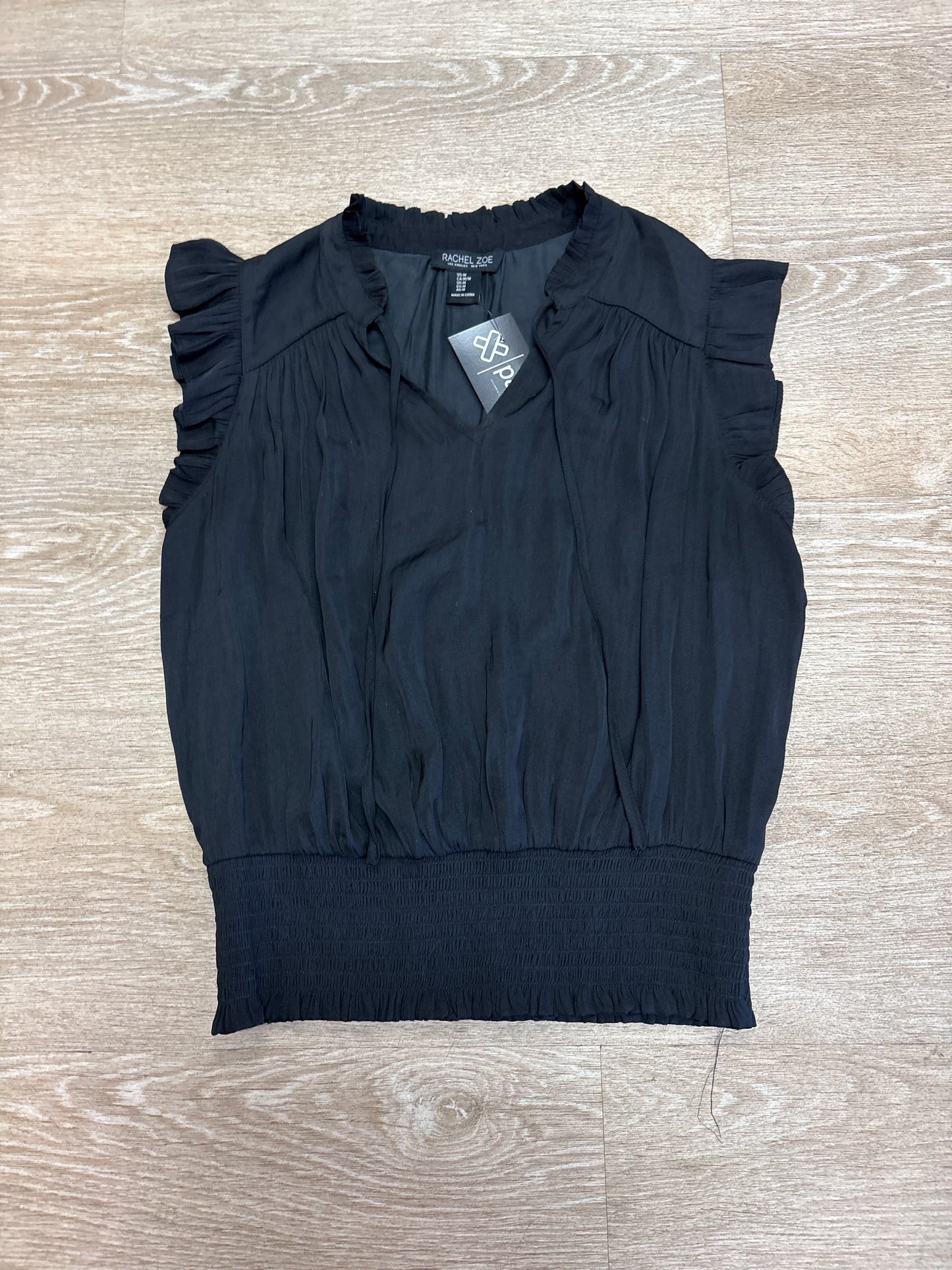 Womens Medium Black Silk Cinched Top