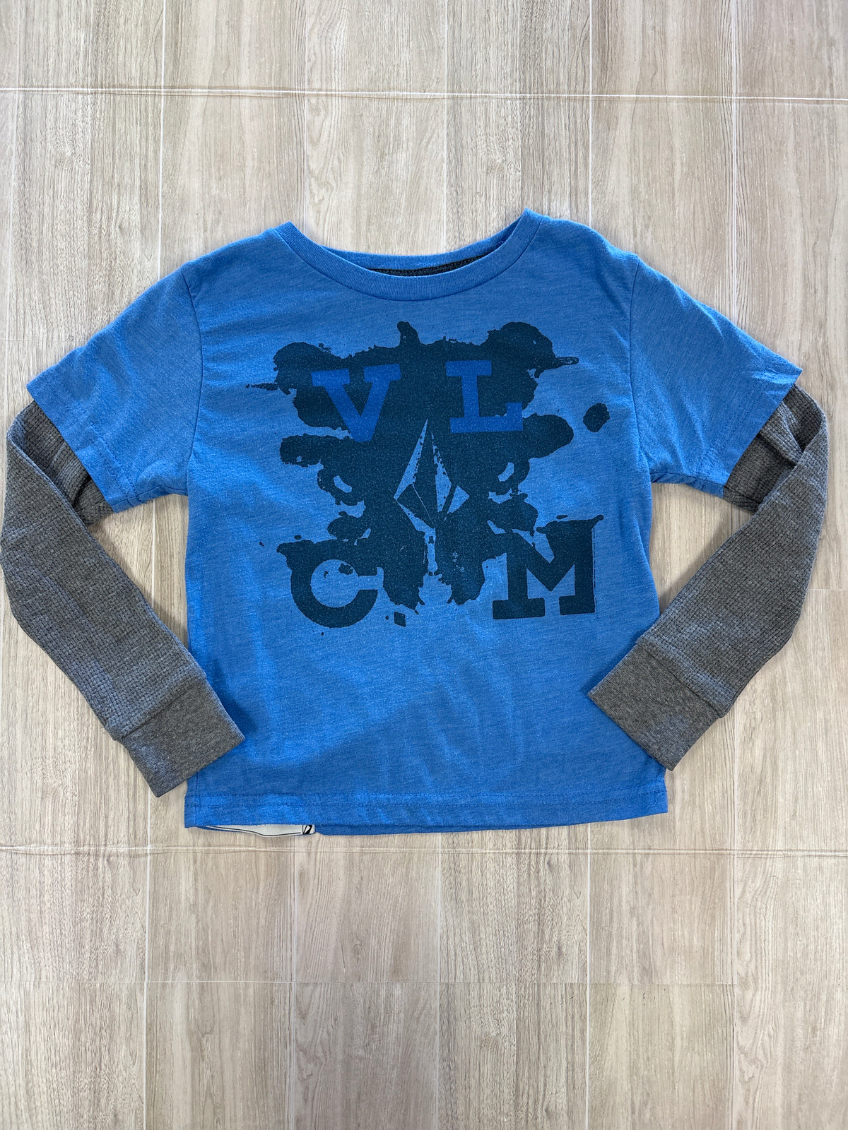 2T Blue/Grey Volcom Graphic Long Sleeve Shirt