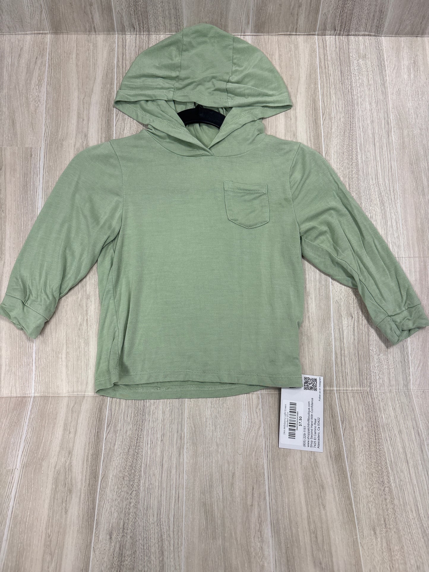 24m Milkberry Light Green Hooded Shirt