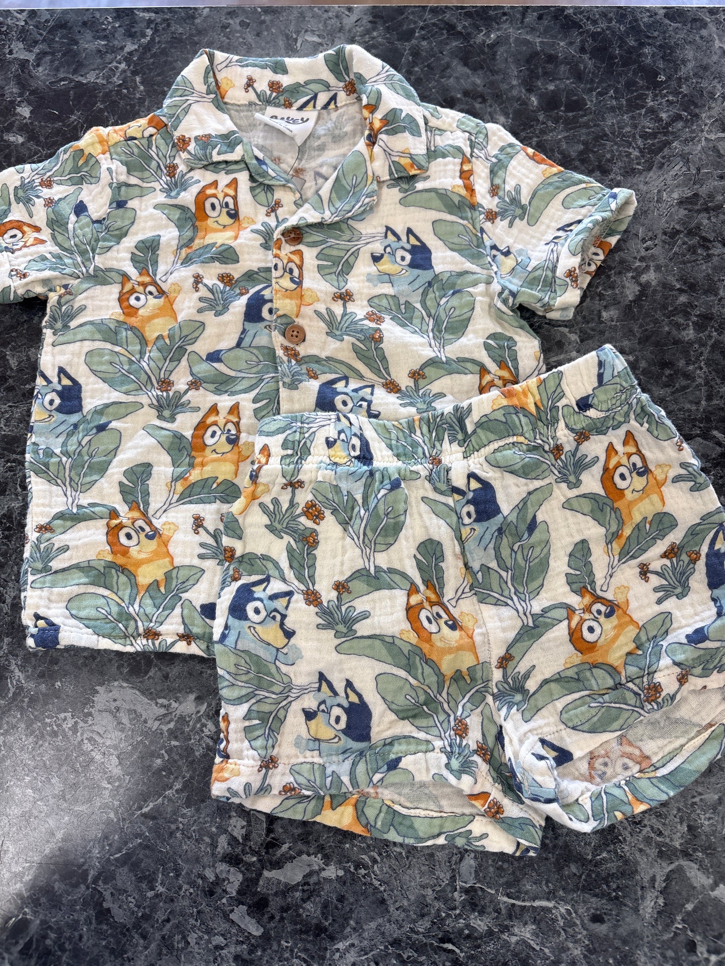 2T Bluey Floral Gauze 2 Piece Set