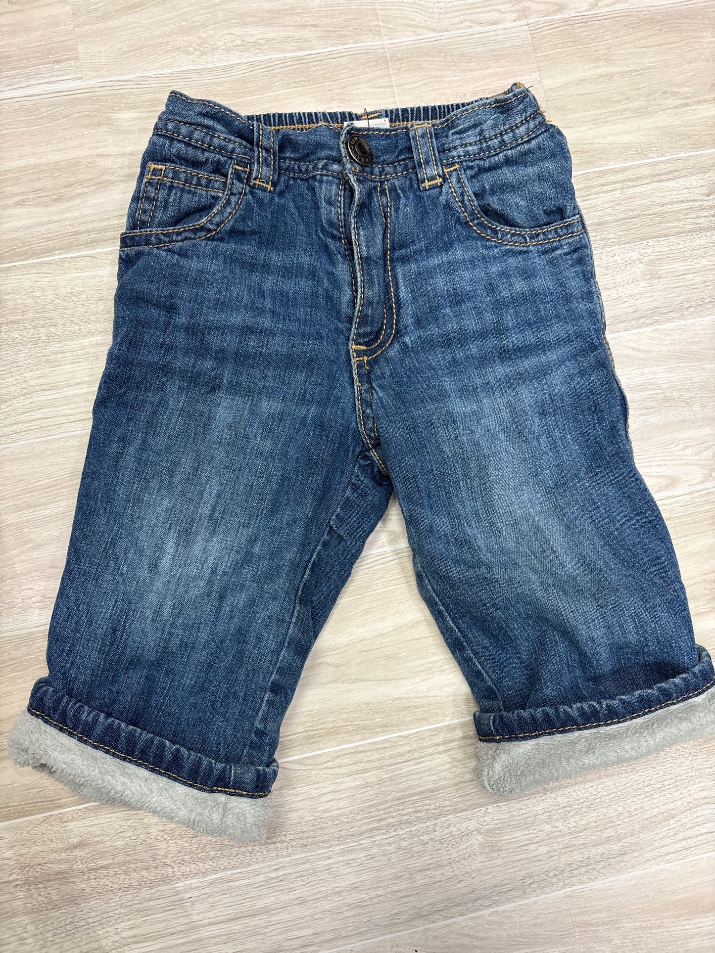 6-12m Fleece Lined Denim Pants