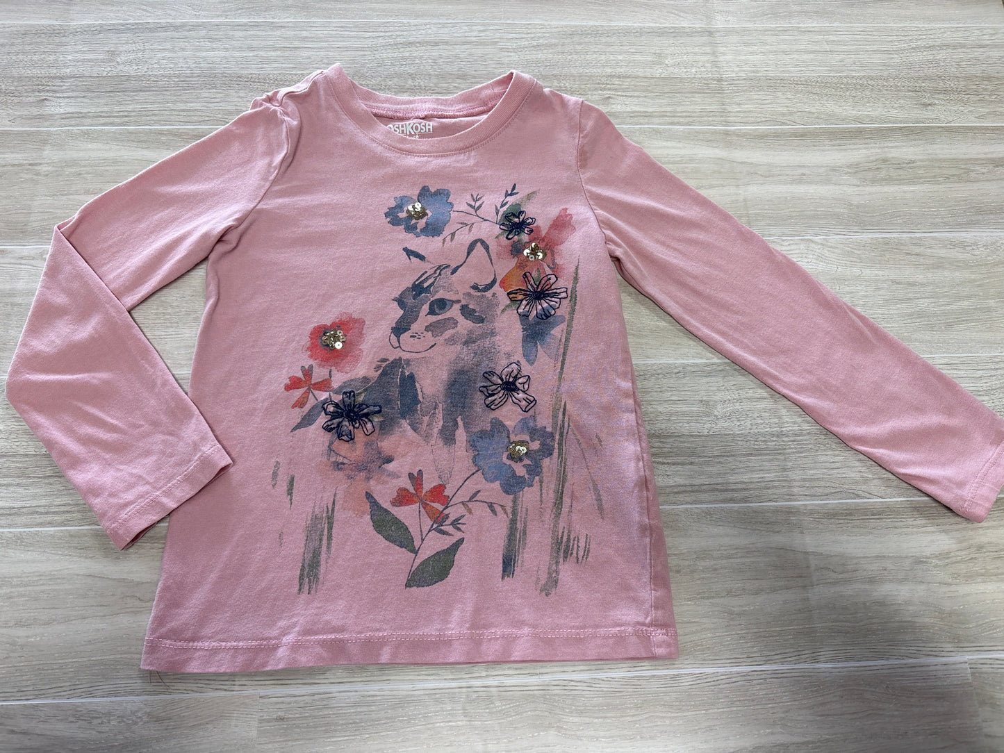 4T Pink OshKosh Cat Long Sleeve