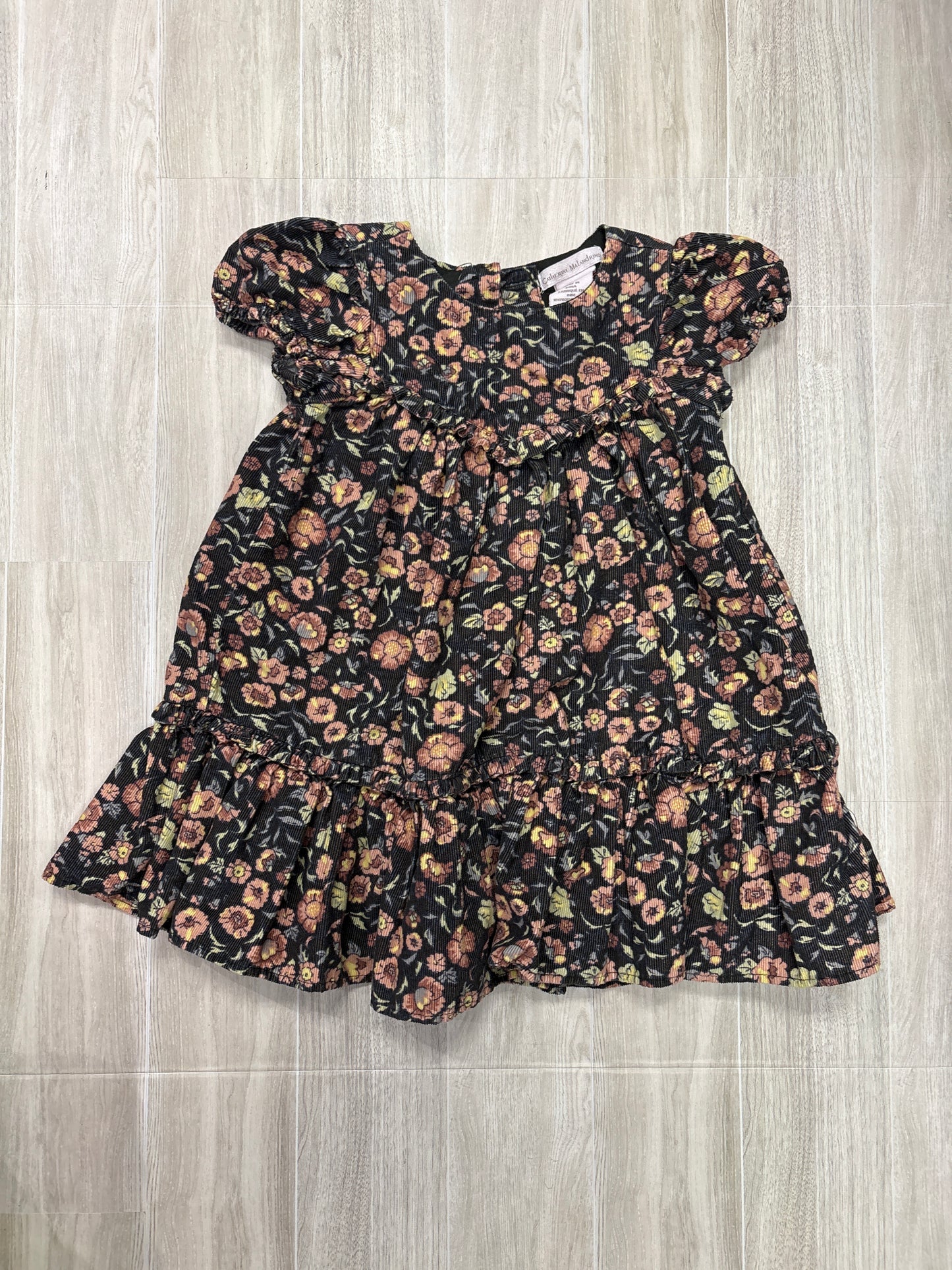 3T Black Corduroy Floral Dress