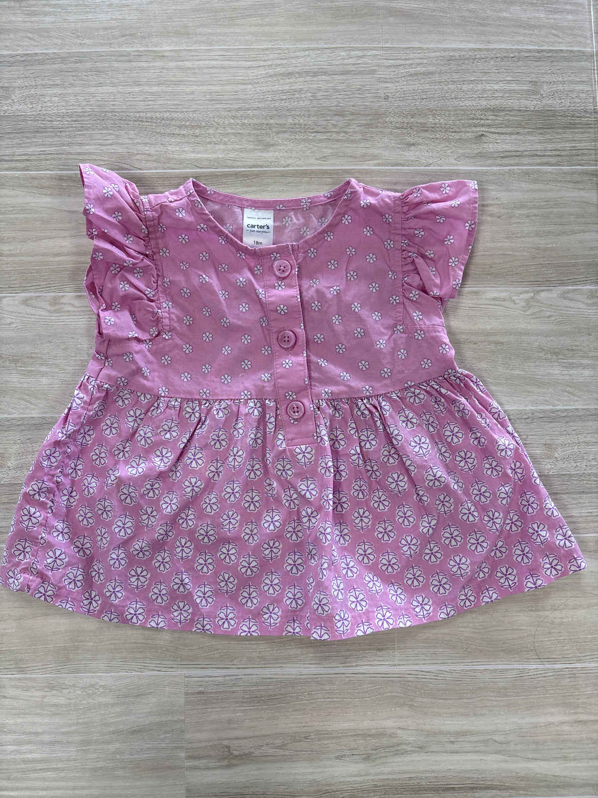 18m Pink Floral Button Top