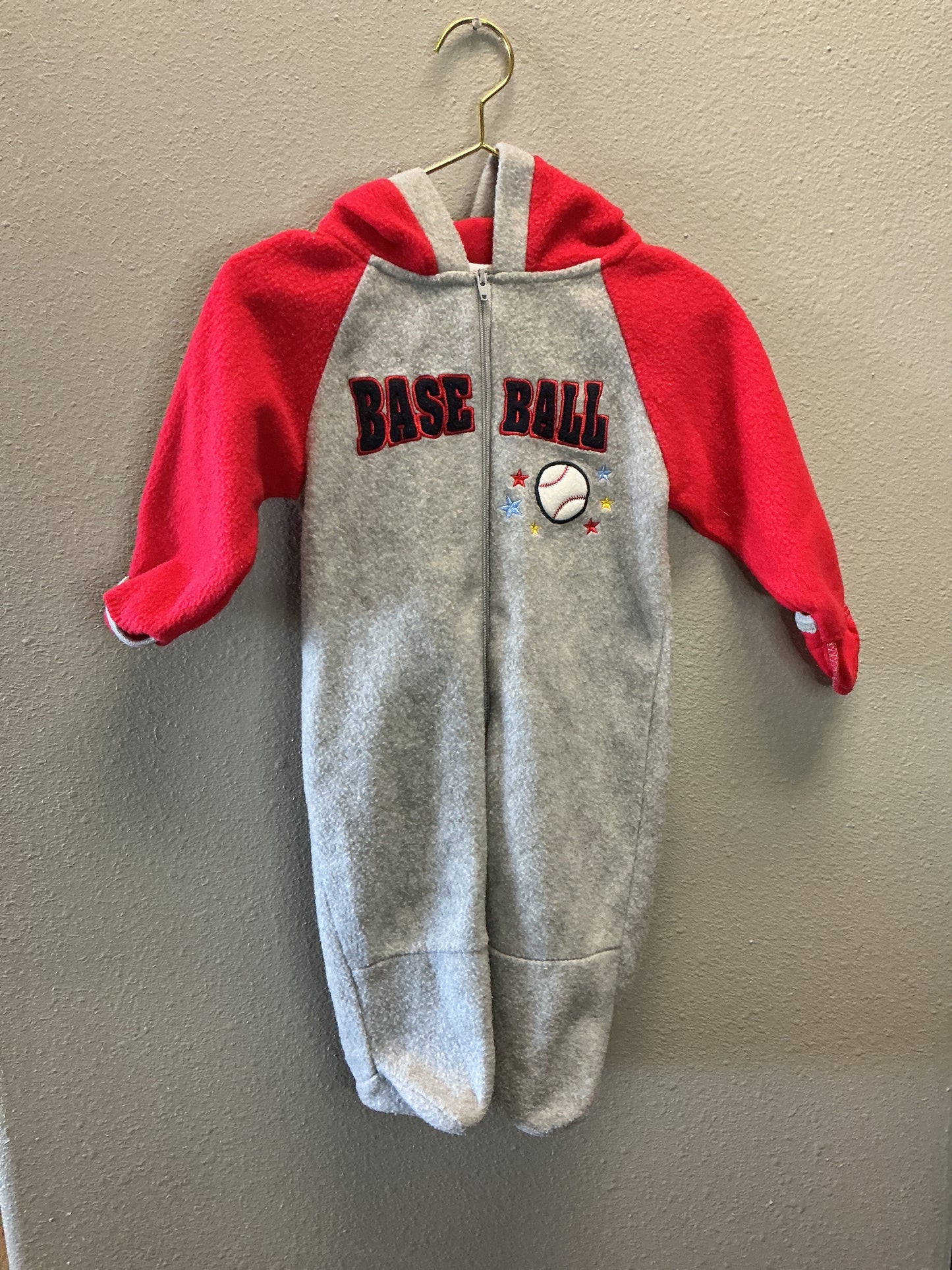 6-9m VINTAGE Mad Game Fleece Baseball Romper