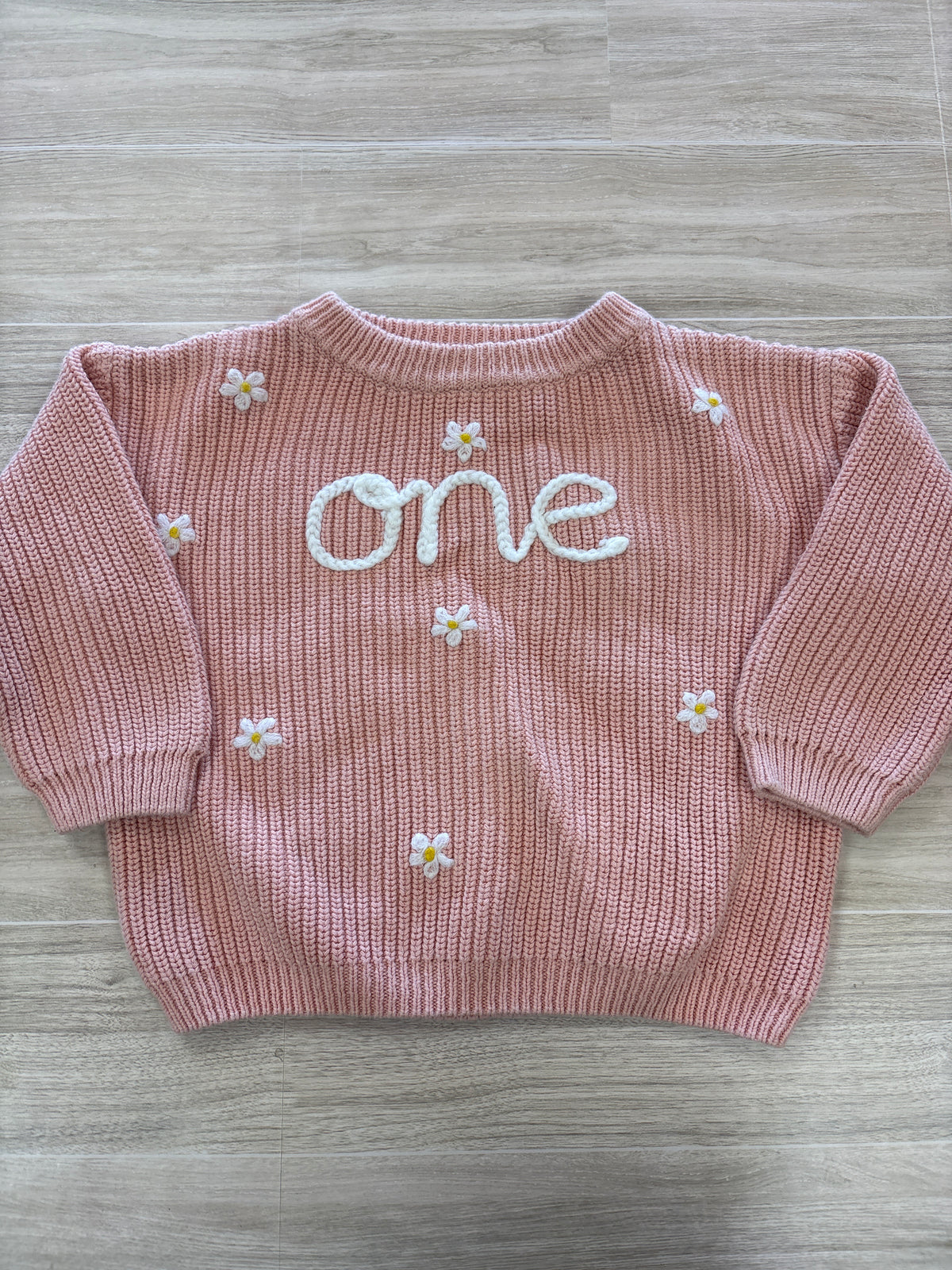 12-18m Pink Knit Embroidered One Sweater