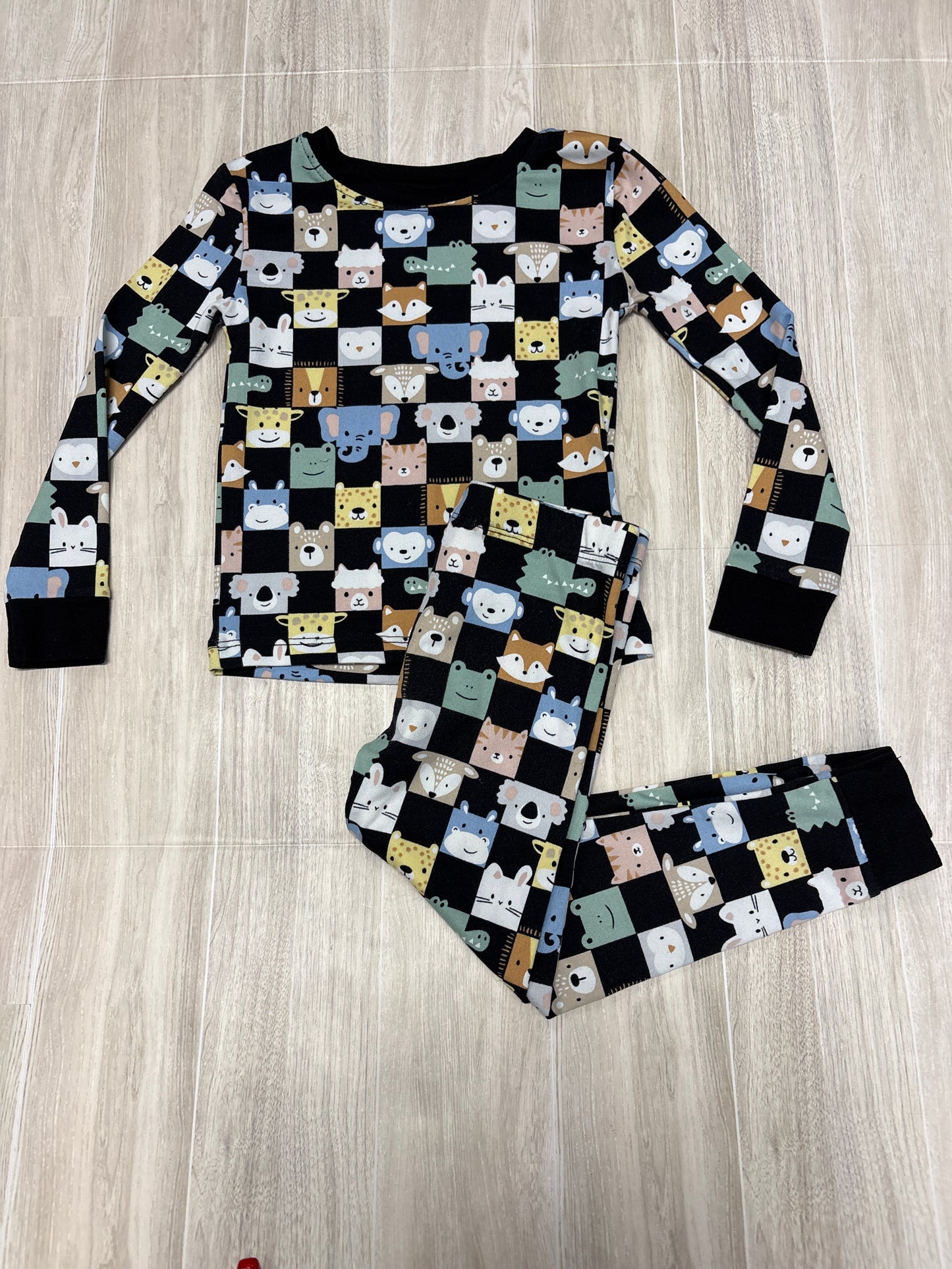 3T Checkered Animal Pajama Set