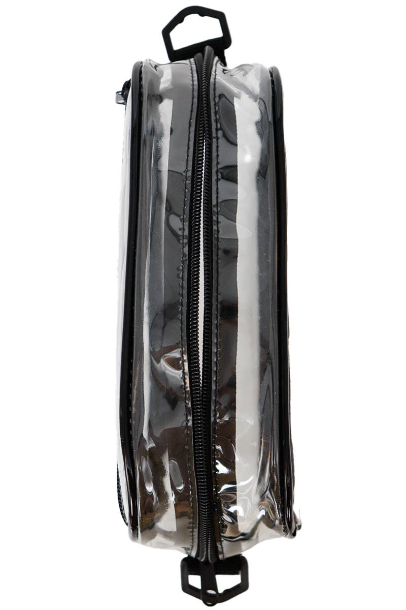 Cap Zone - Clear PVC Crossbody Messenger Travel Bag: Black