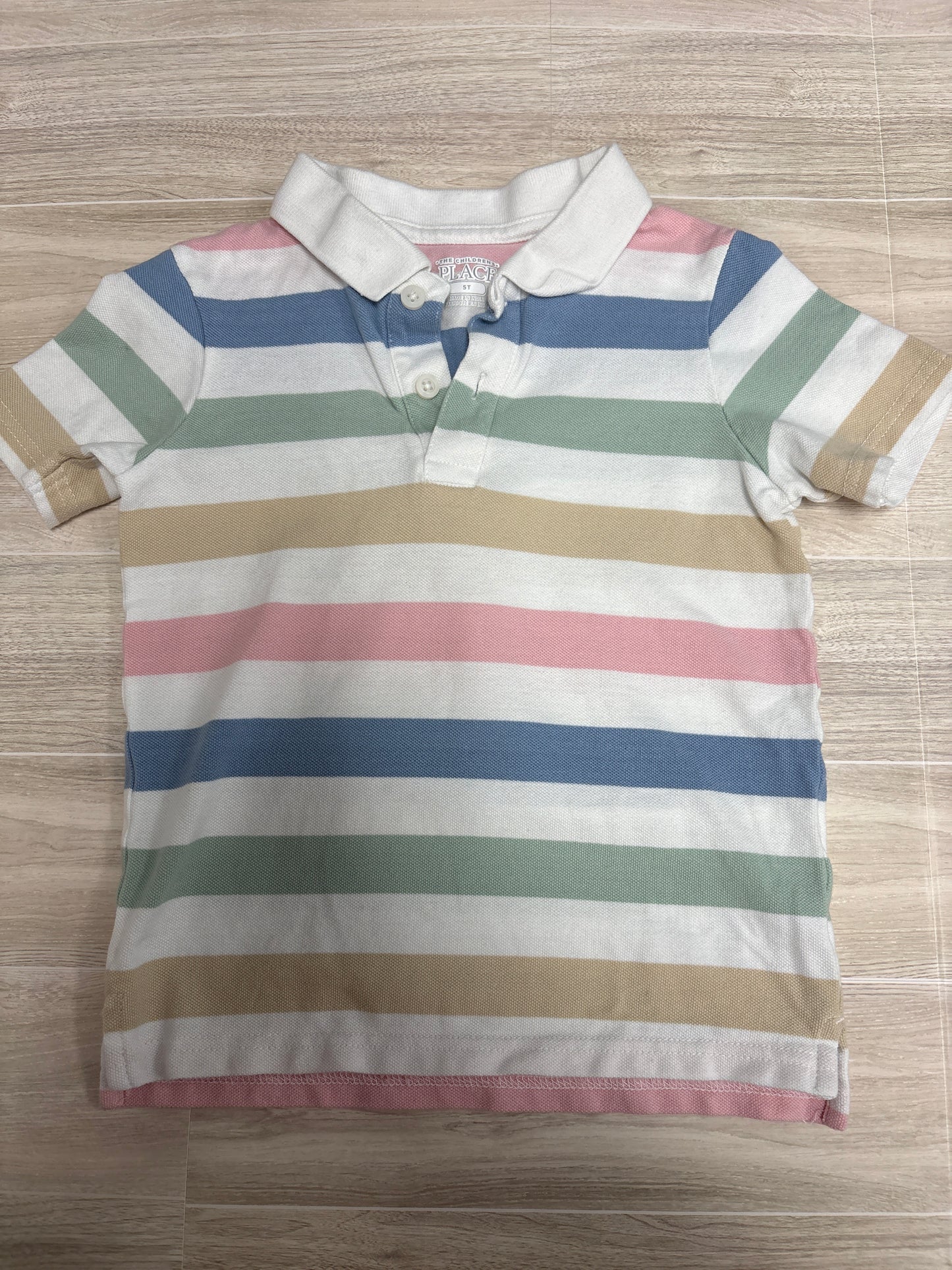 5T Pastel Striped Collared Shirt