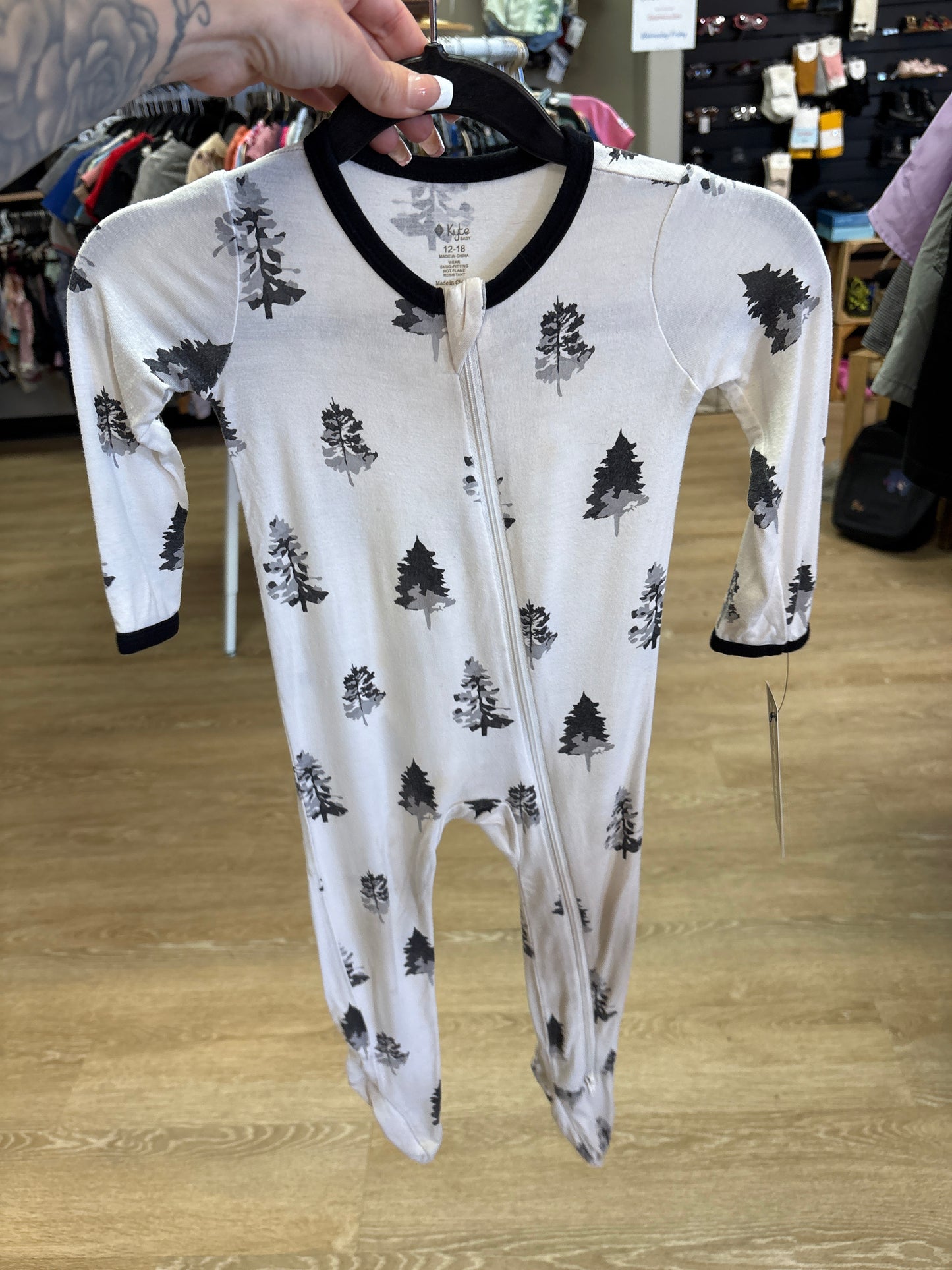 12-18m Kyte White Trees Footed Pajama - Blemish