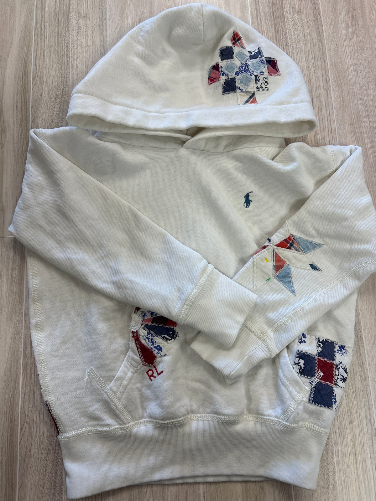 5 Ralph Lauren White Embroidered Hoodie + Jogger Set