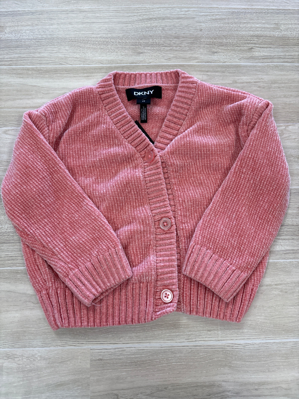 2T DKNY Pink Knit Button Cardigan