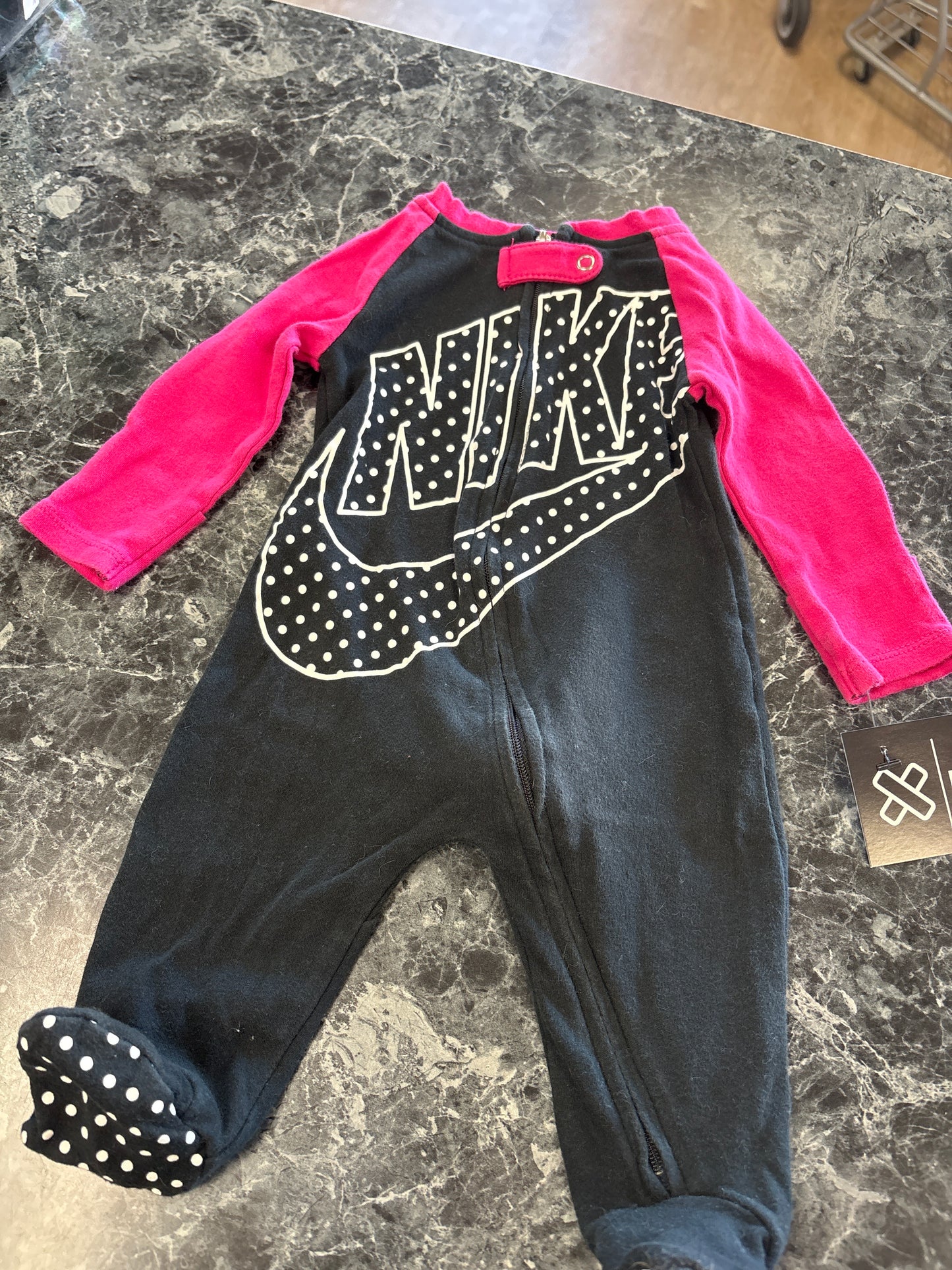 3m Nike Pink/Black Footed Romper