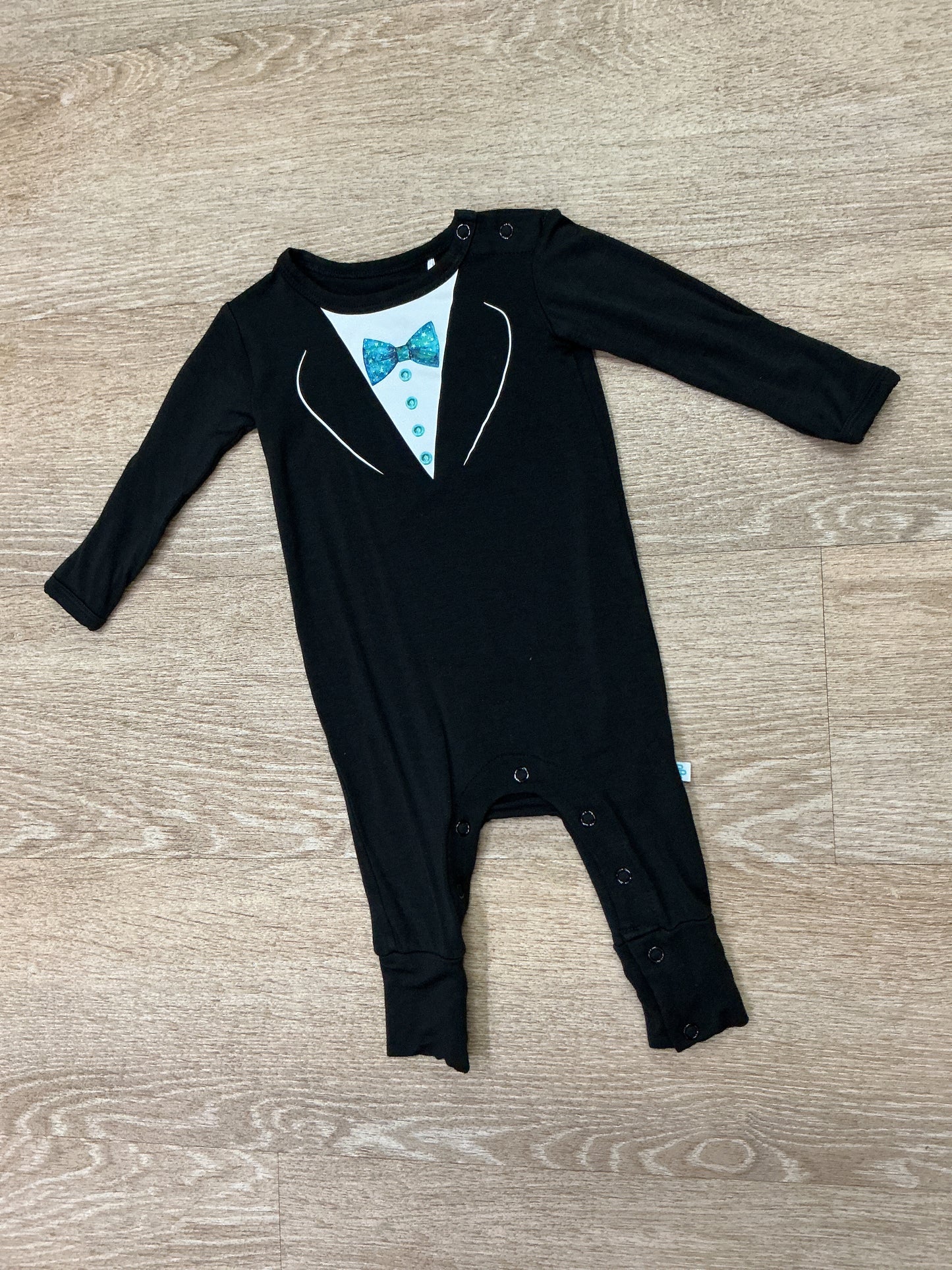 0-3m Posh Peanut Tuxedo Romper