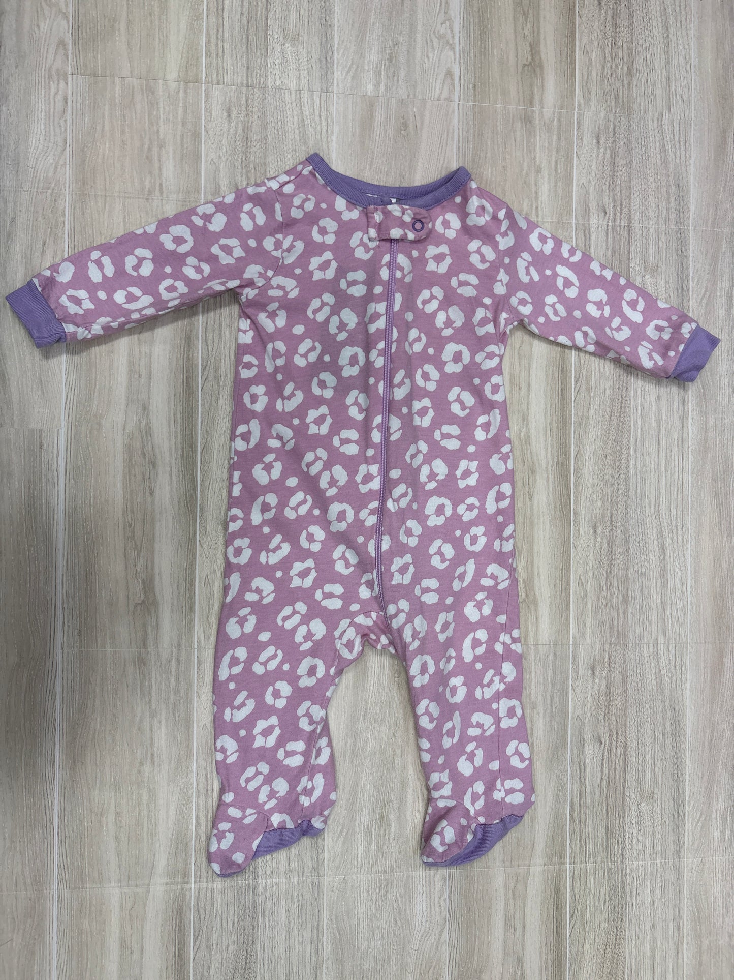 0-3m Pink/Purple Cheetah Print Footie Pajama