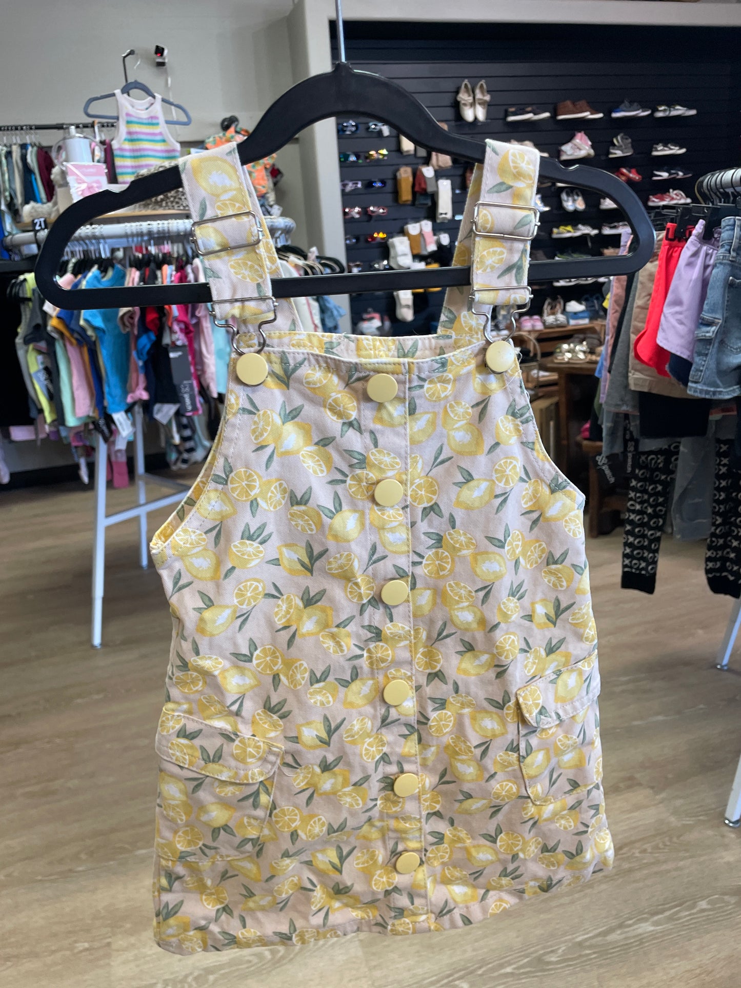 5T Tan Lemons Overall Dress