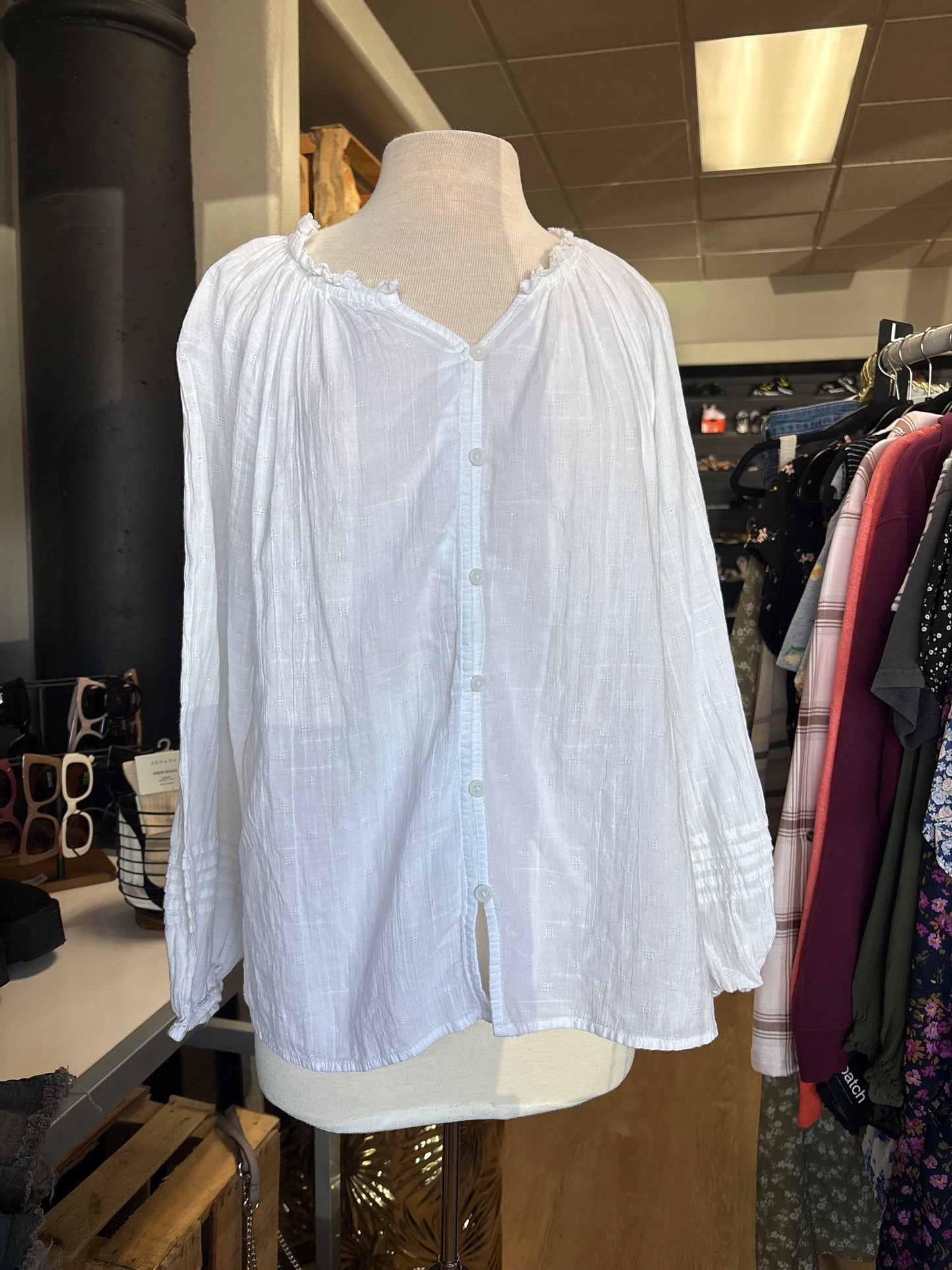 Womens Large Beachlunchlounge Collection White Button Blouse
