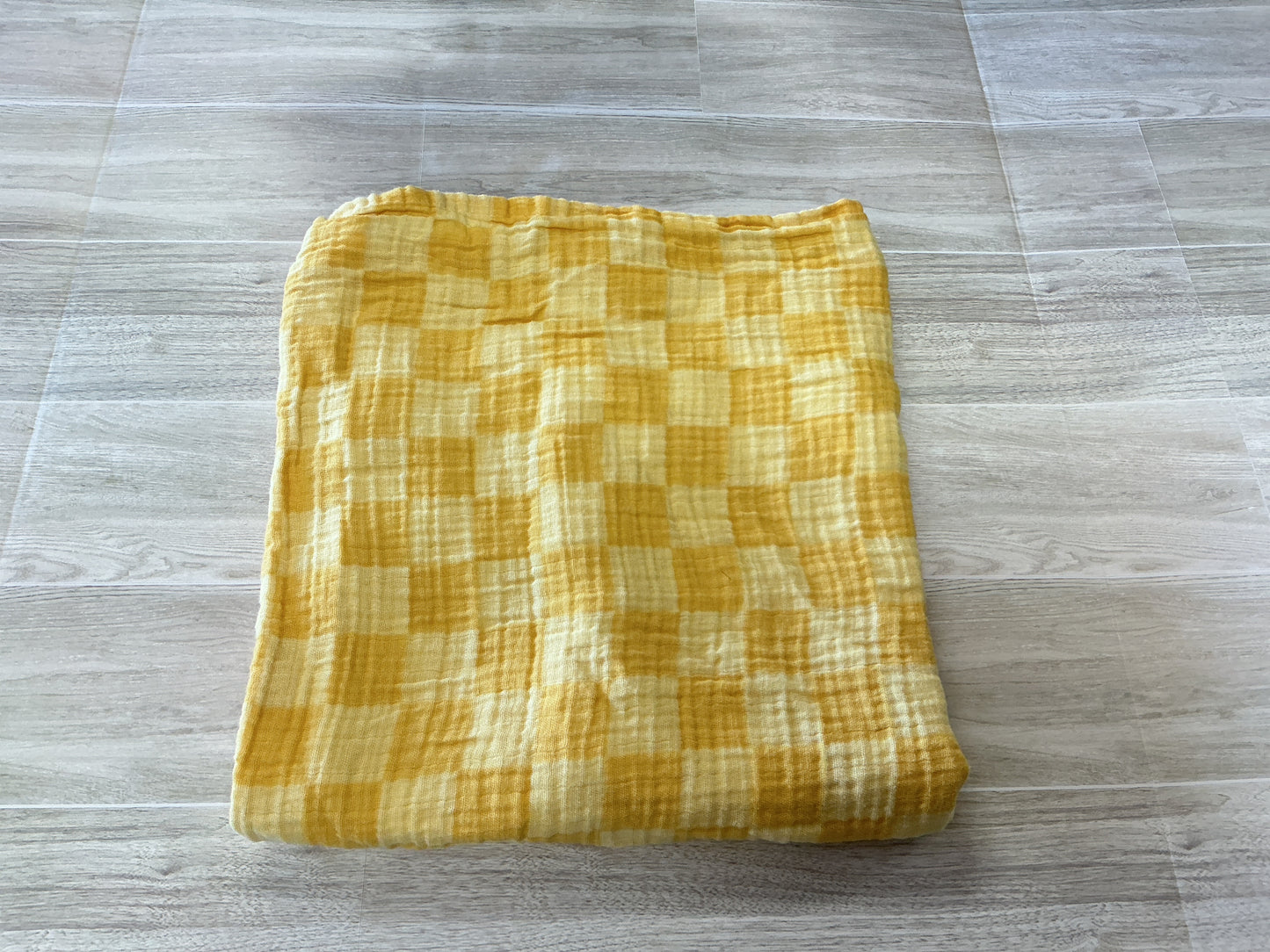 Yellow Checkered Muslin Swaddle