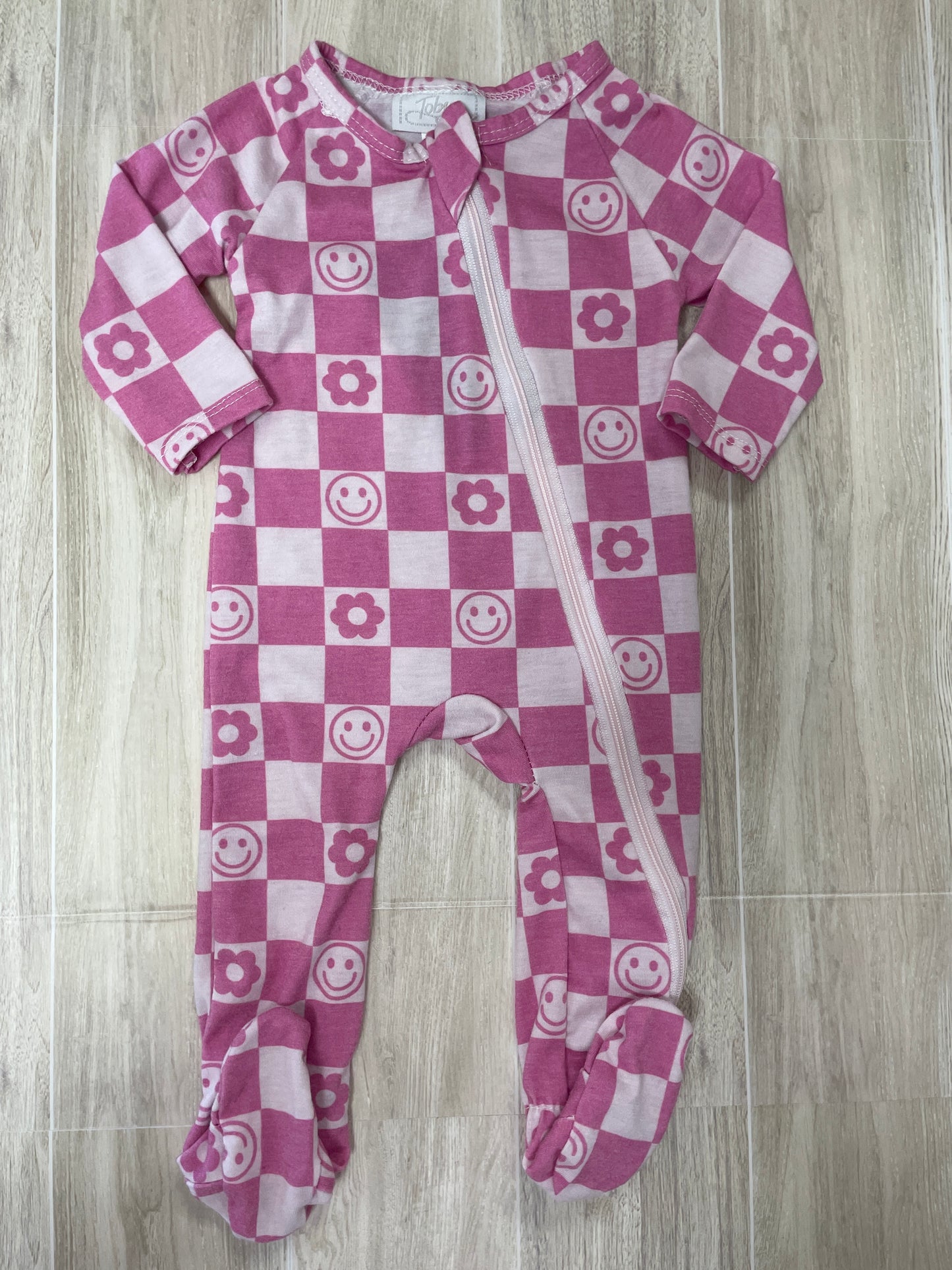 0-3m Pink Checkered Pajama