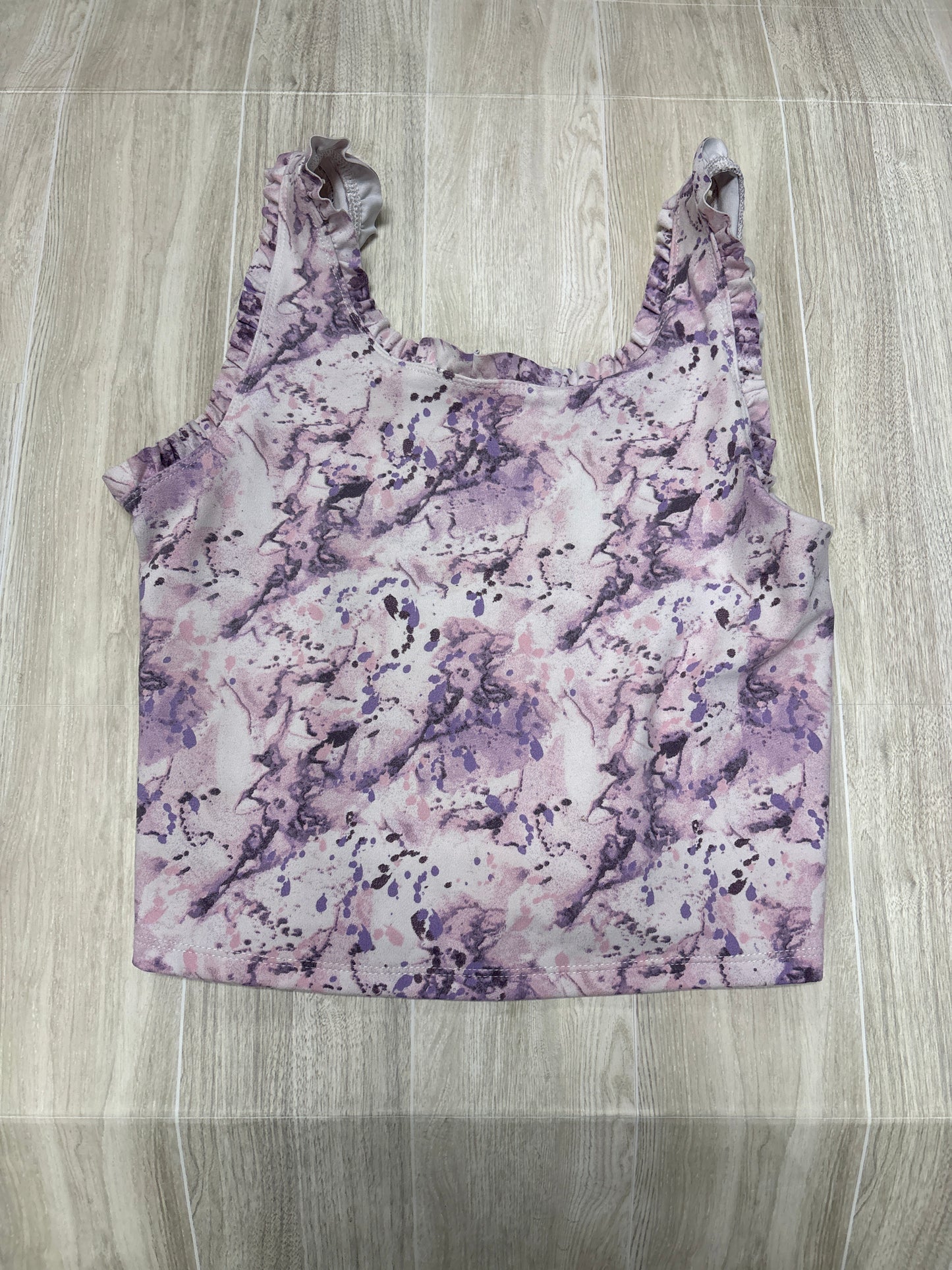 12 Ruffle Sleeve Splatter Tank
