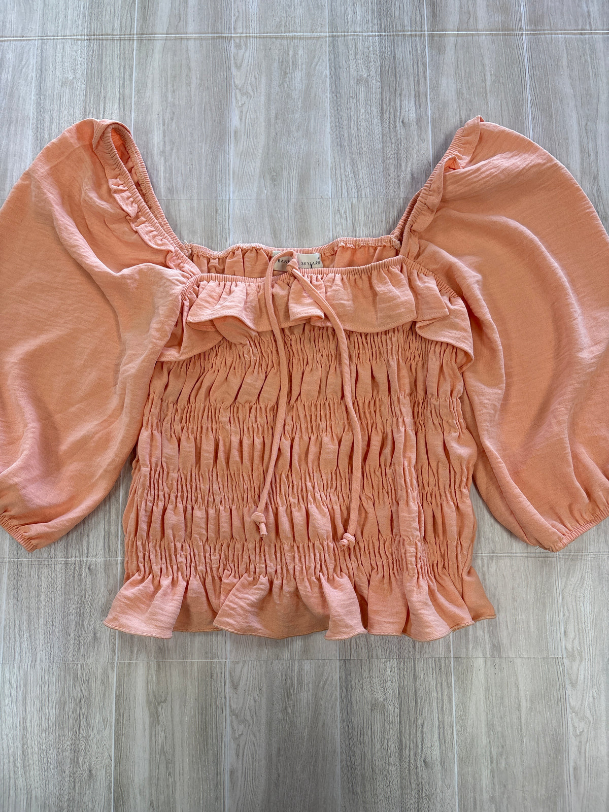 Womens Medium Peach Smocked Top