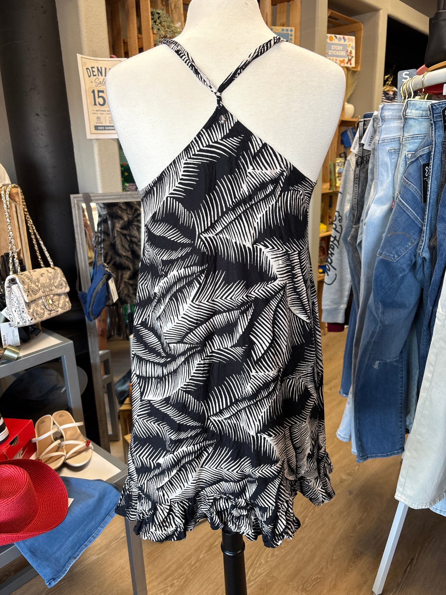 Womens Medium Volcom Leafy Printed Tank Dress