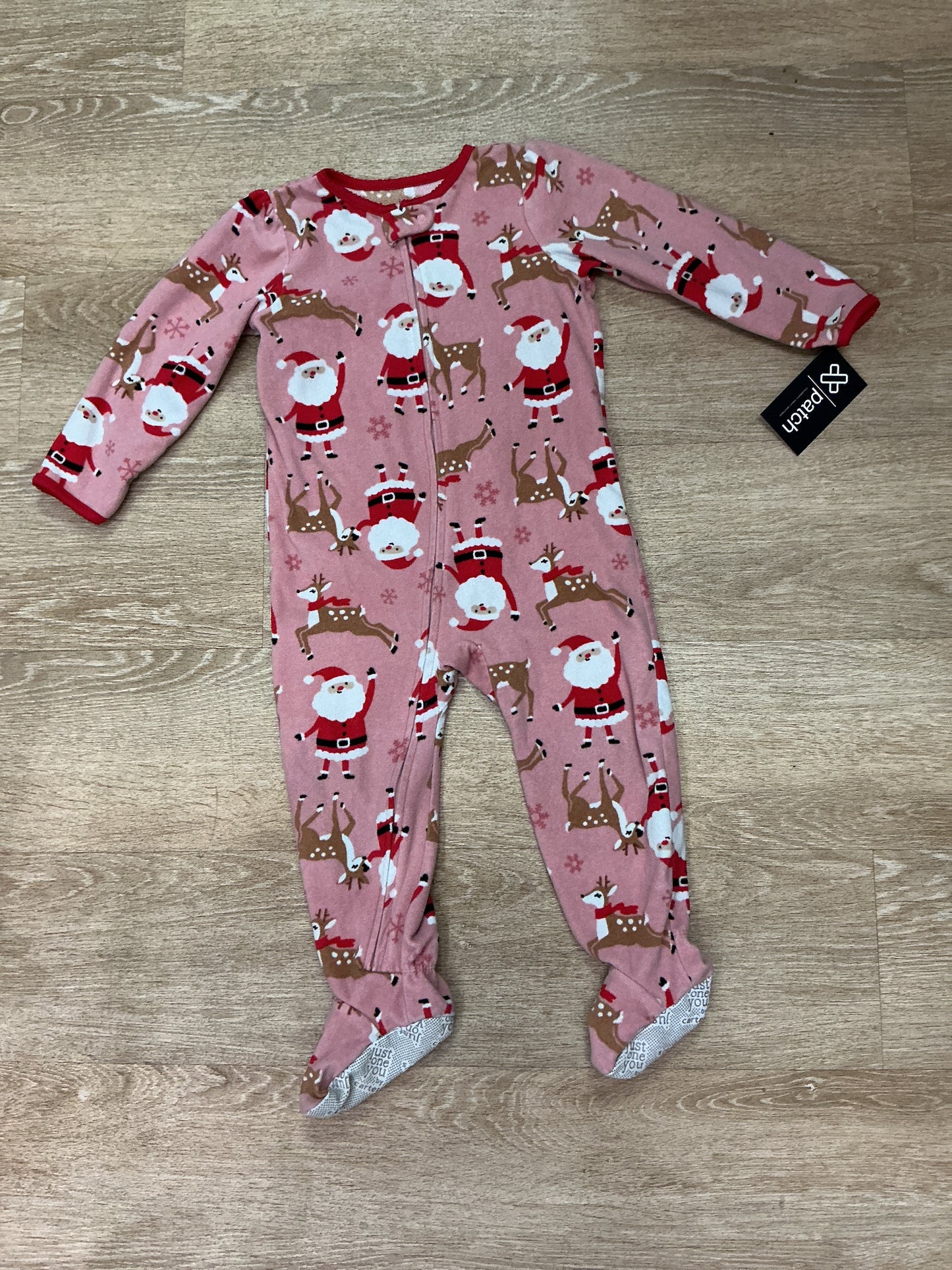 3T Fleece Pajama - Santa + Reindeer