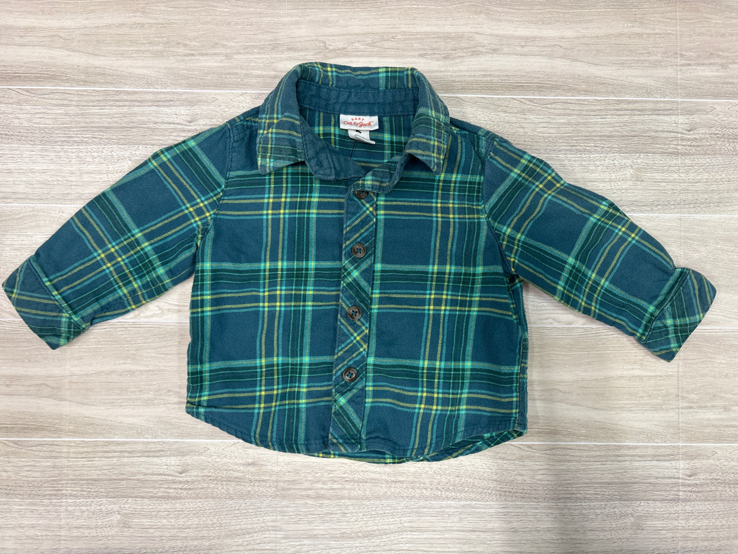 3-6m Green Plaid Long Sleeve