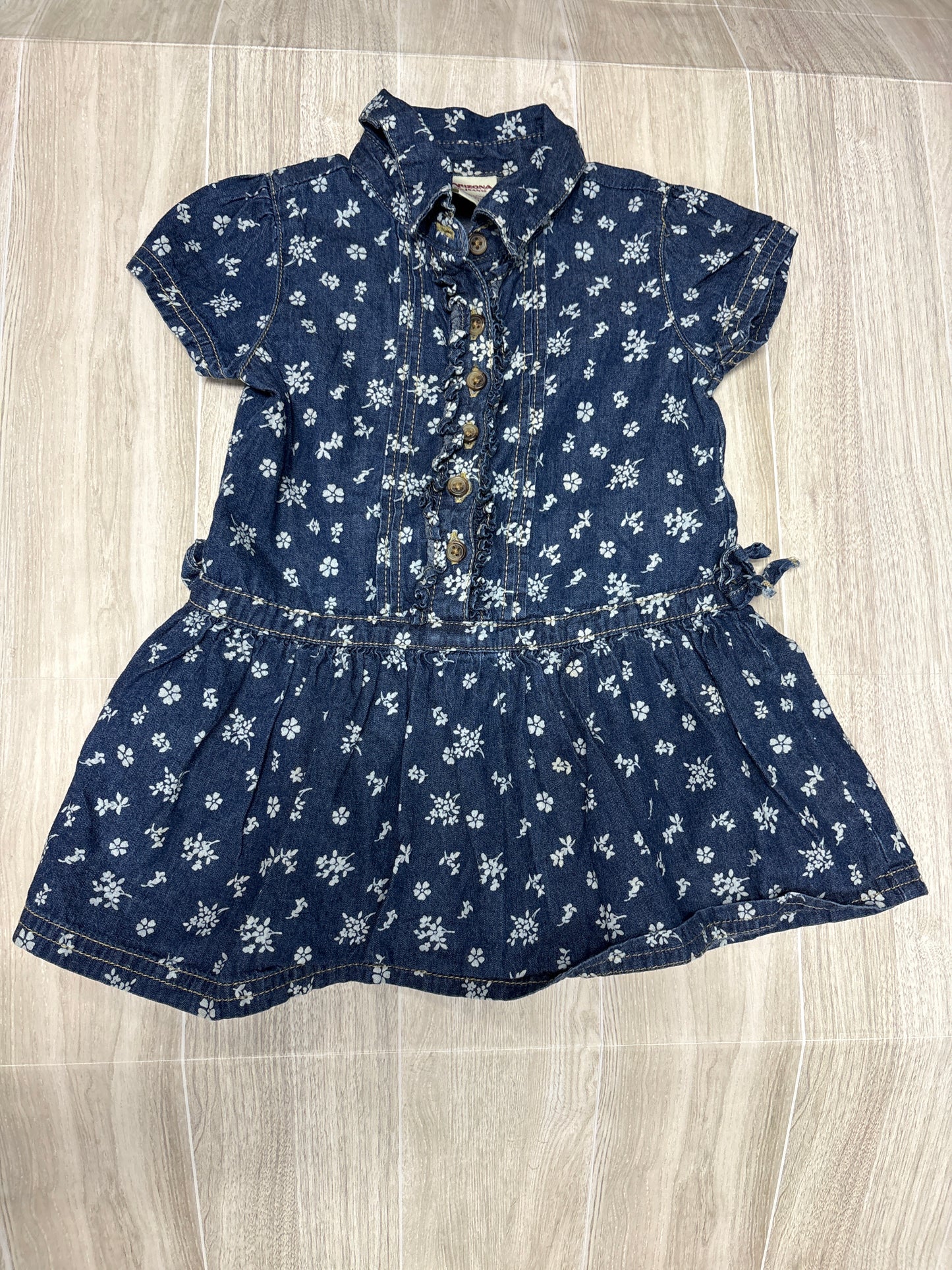 12-18m Denim Colored Floral Button Dress