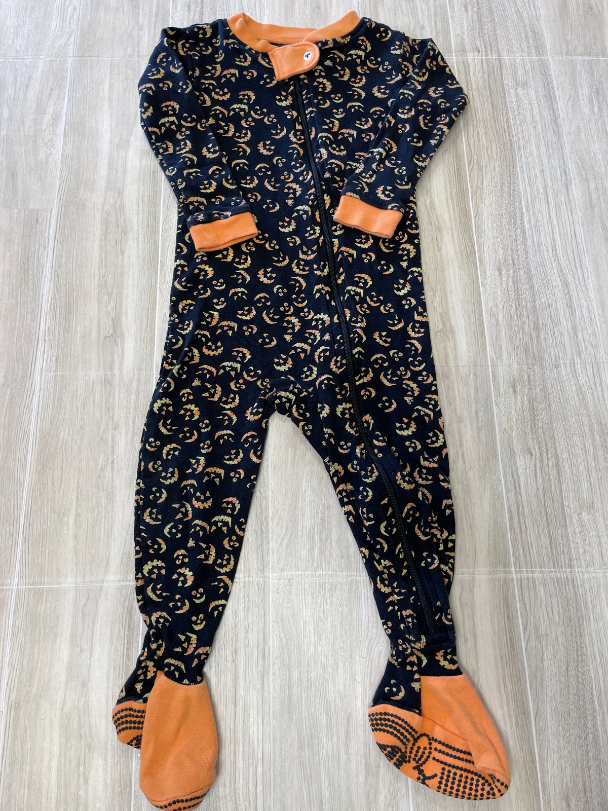 12m Black Jack-O-Lantern Faces Burts Bees Pajama