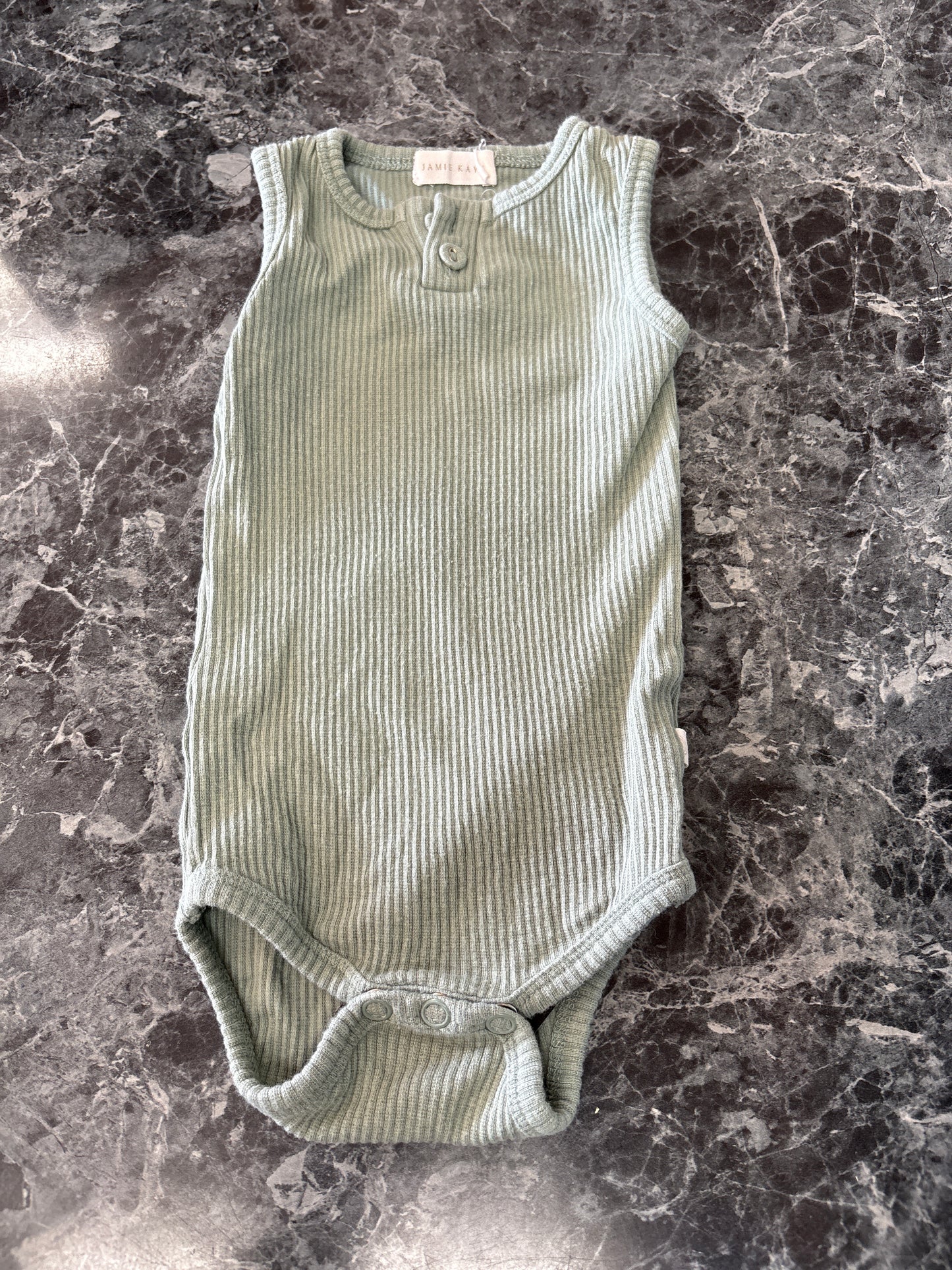 6-12m Jamie Kay Sage Ribbed Tank Onesie