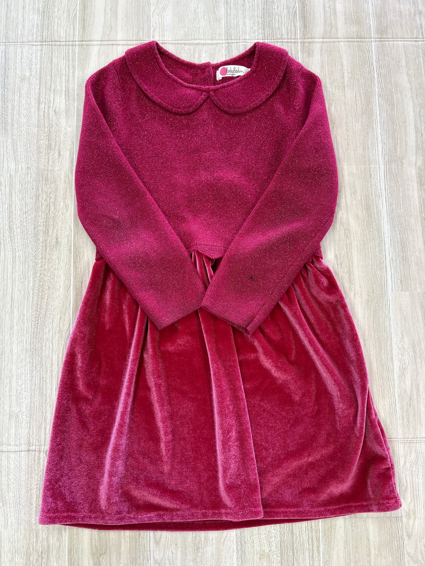 3/4 Baby Boden Magenta Velour Shimmer Dress