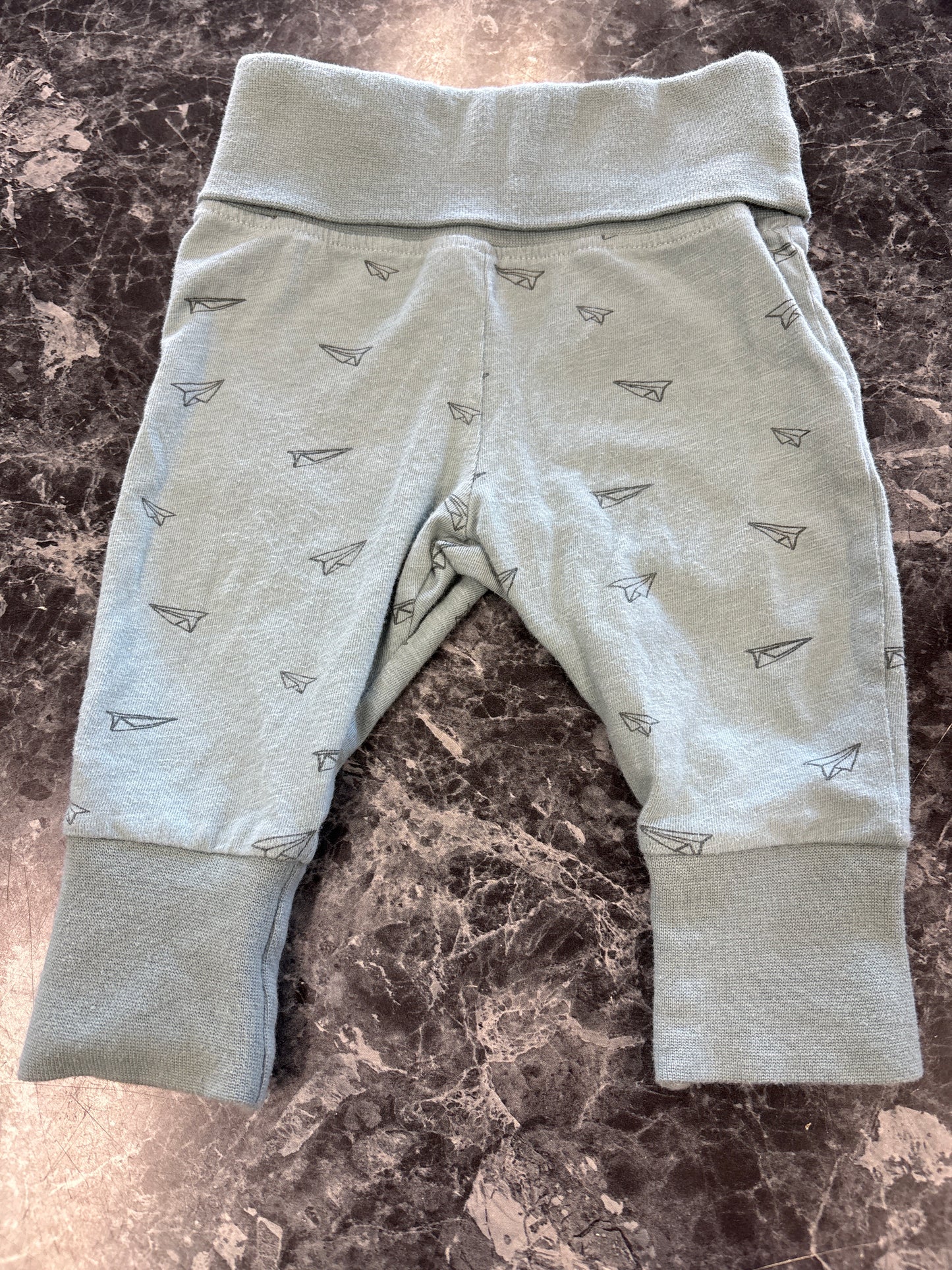 3-6m Blue Paper Airplane Harem Pants