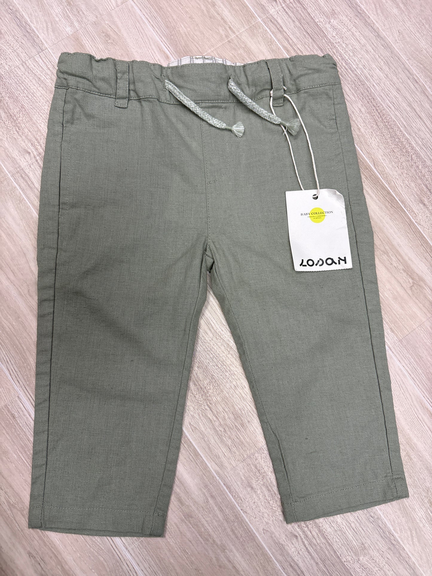12-18m Green Drawstring Linen Pants