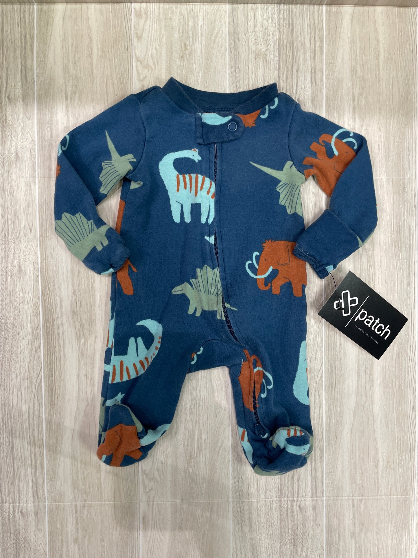 Newborn Blue Dino Footed Pajama