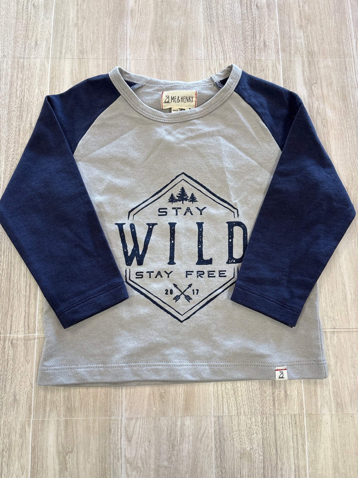 12/18m Me & Henry Grey/Navy Stay Wild Graphic Long Sleeve