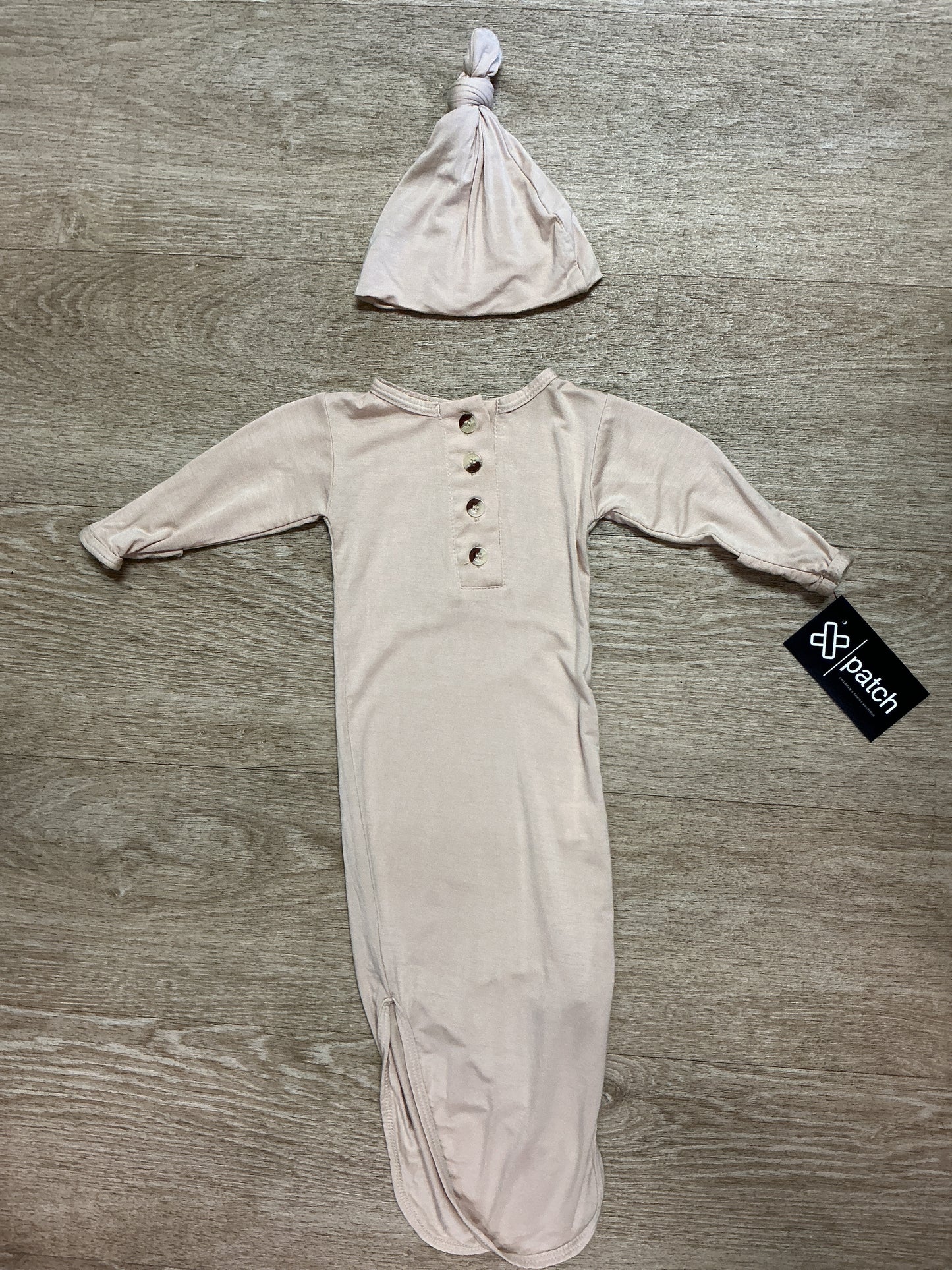 0-3m Modal Cream Knotted Gown with Hat