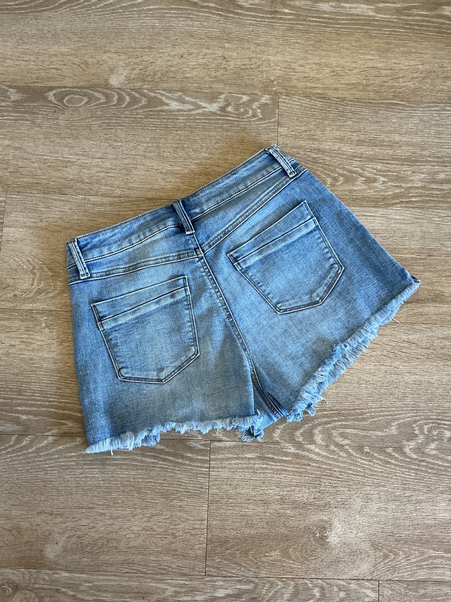 Womens 7/28 Button Fly Denim Shorts