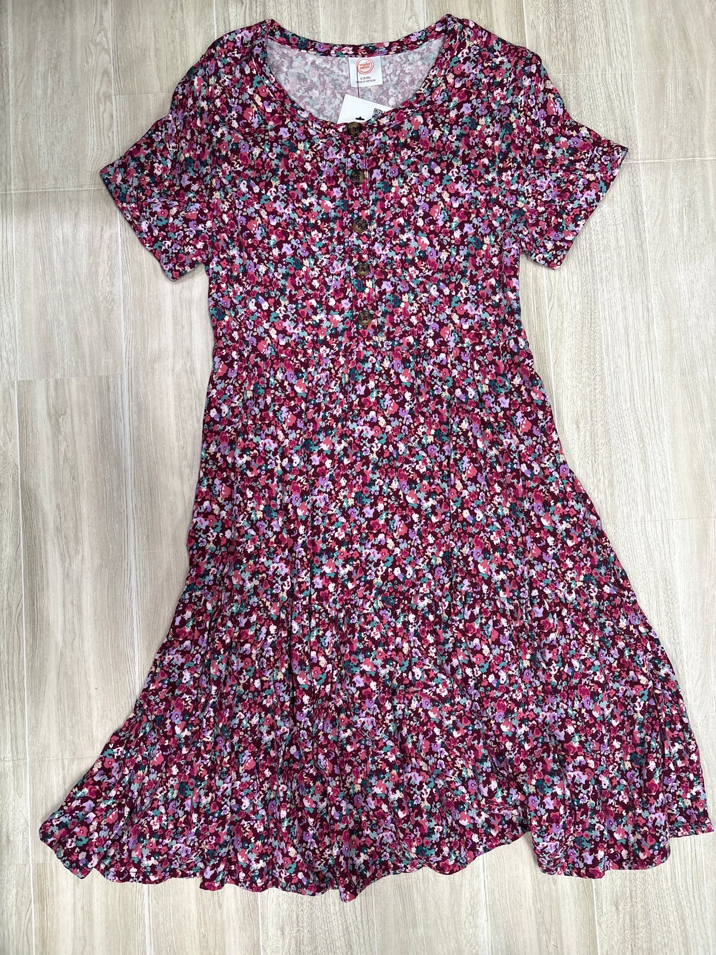 6x Purple Flower Button Dress