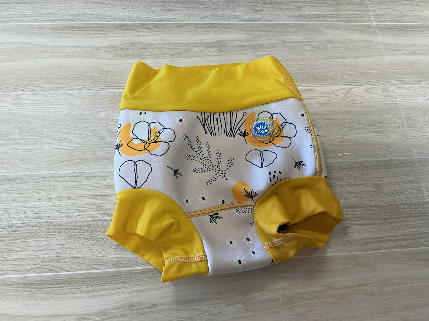 12-24m Neoprene Yellow Floral Swim Diaper
