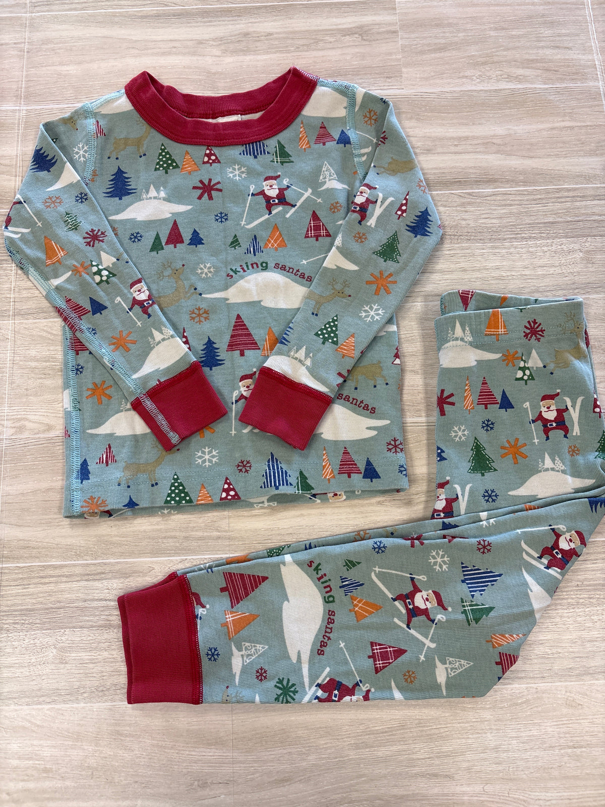 3T Hanna Anderson Mint Holiday Pajama Set
