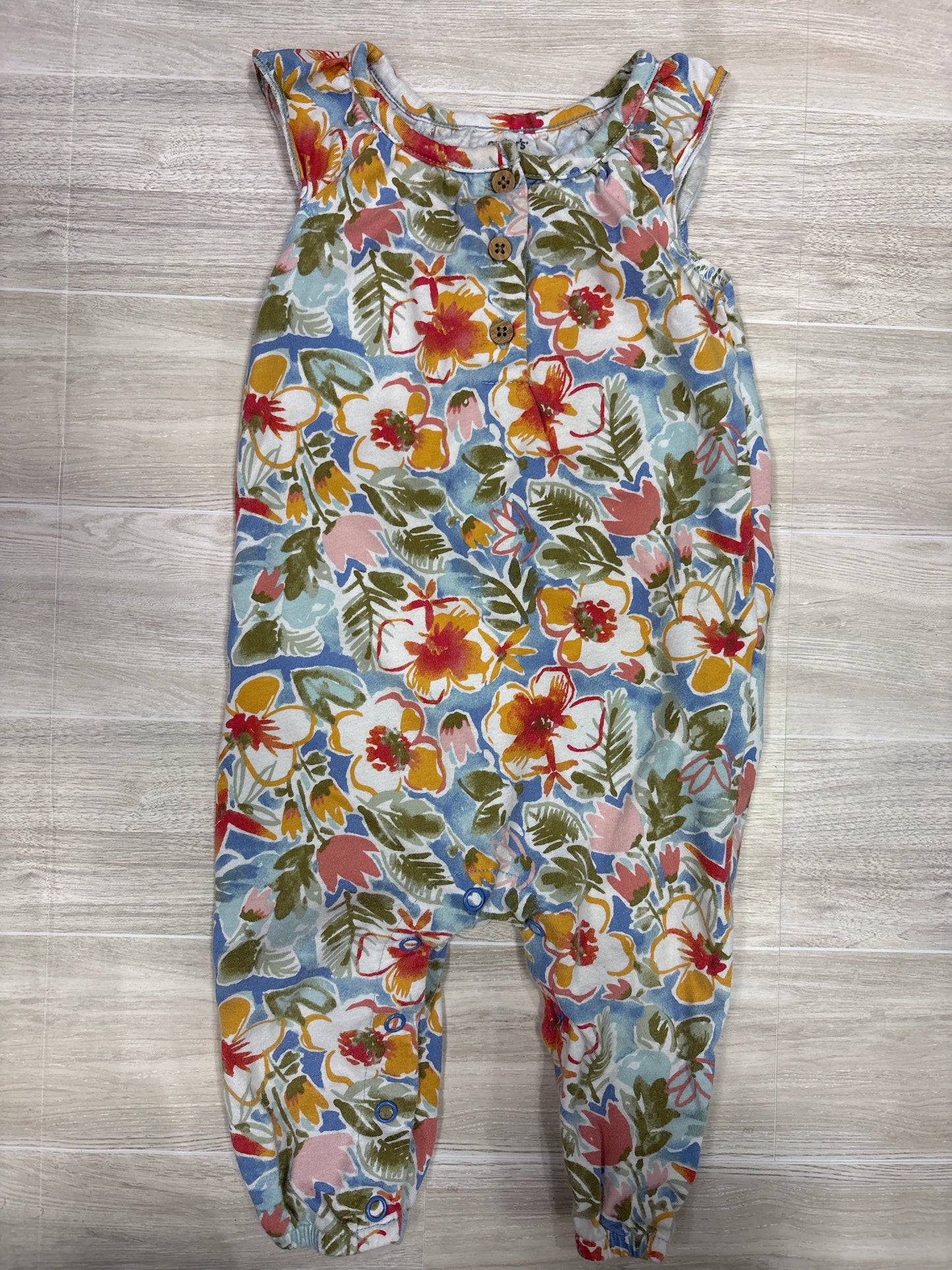 6m Floral Button Tank Jumpsuit