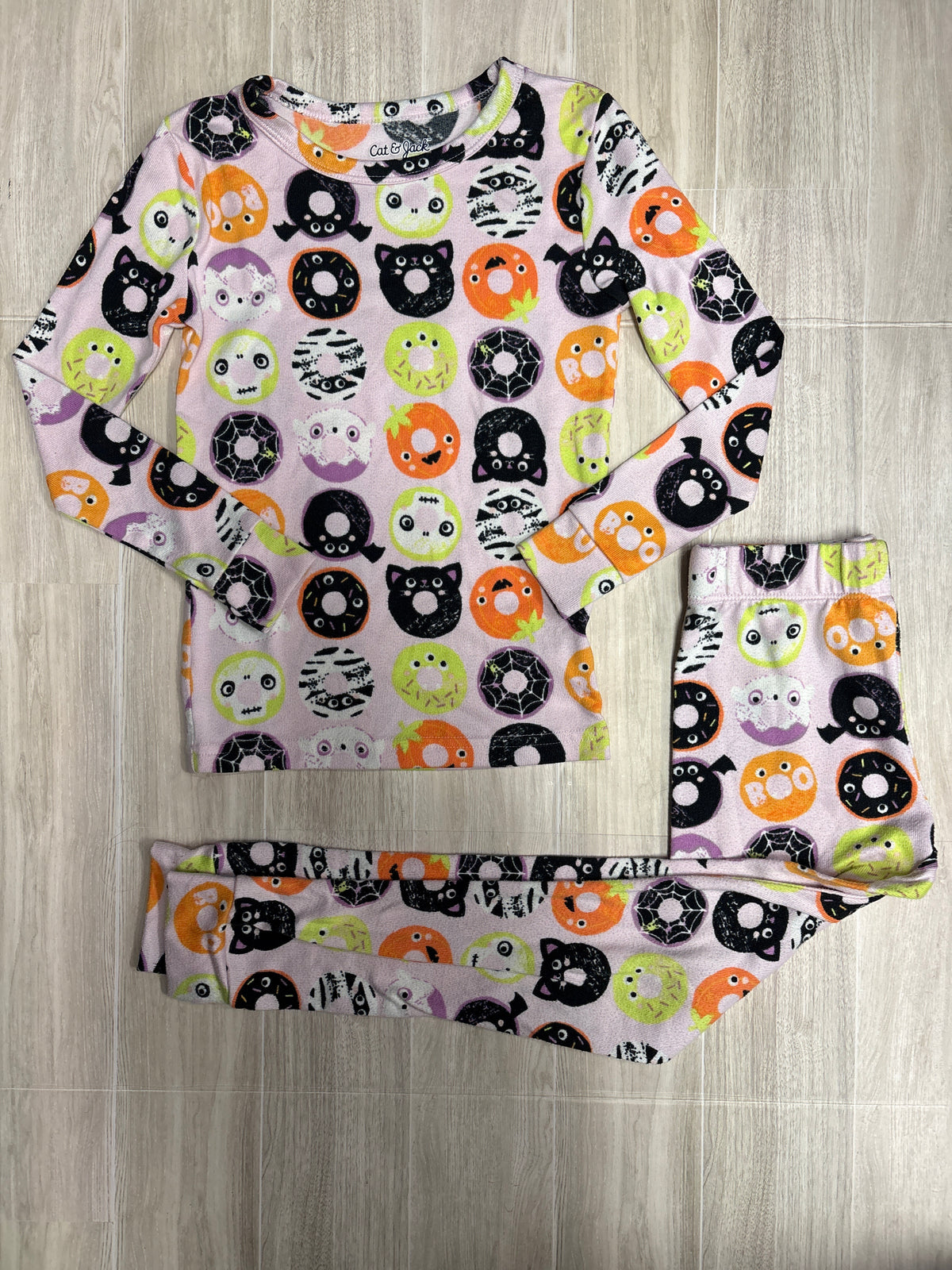 6 Light Pink Halloween Donut Pajama Set
