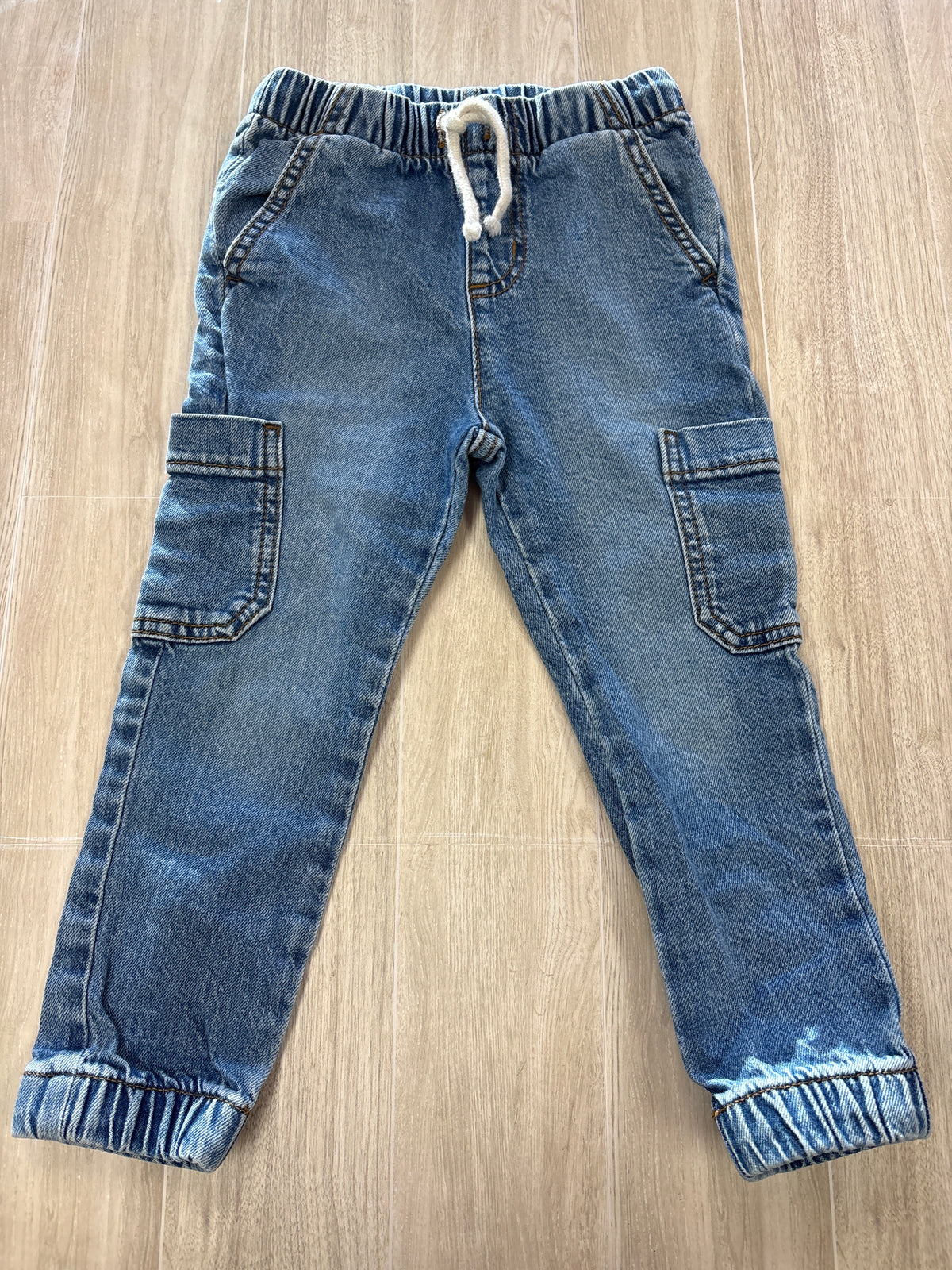 3T Light Wash Denim Utility Denim Jogger Pants